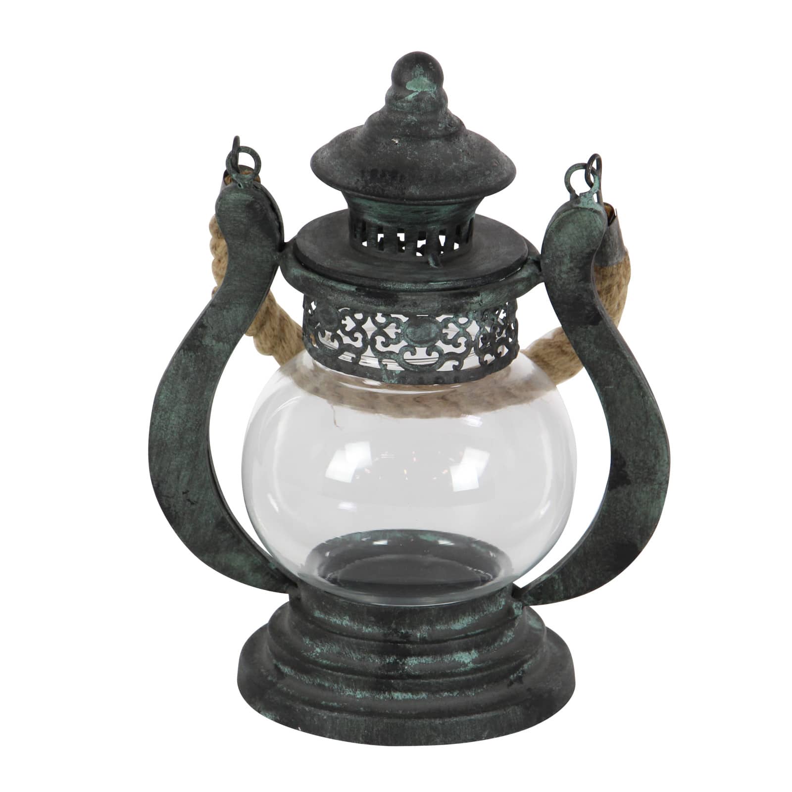 Black Iron Rustic Candle Holder Lantern, 9" x 8" x 5"