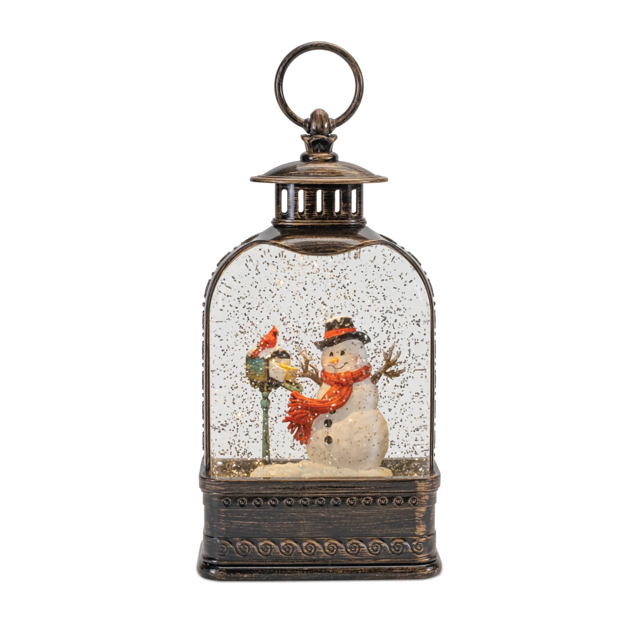 9.75&#x22; LED Snow Globe with Snowman &#x26; Cardinals