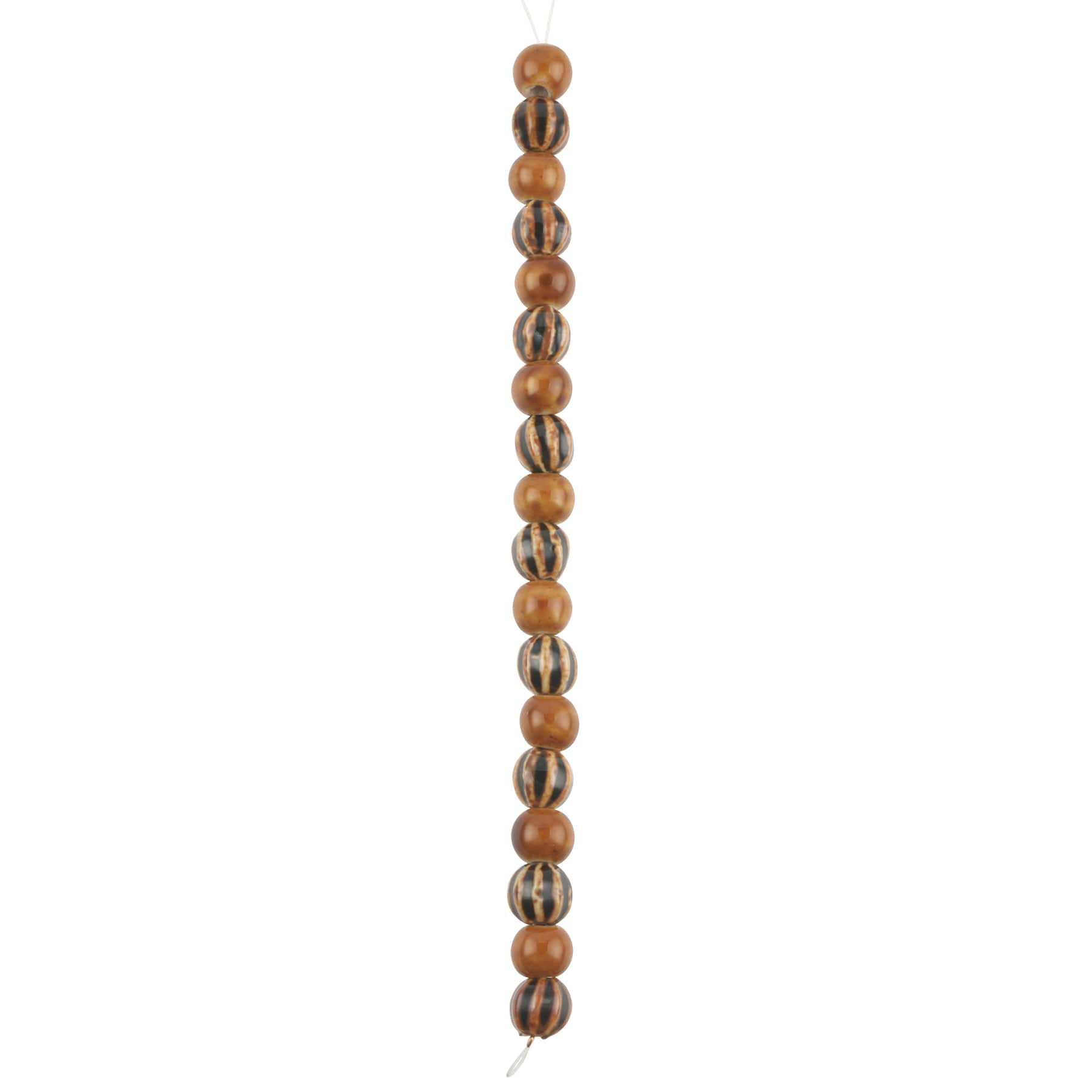 Brown Stripes & Solids Ceramic Round Beads, 10mm by Bead Landing™