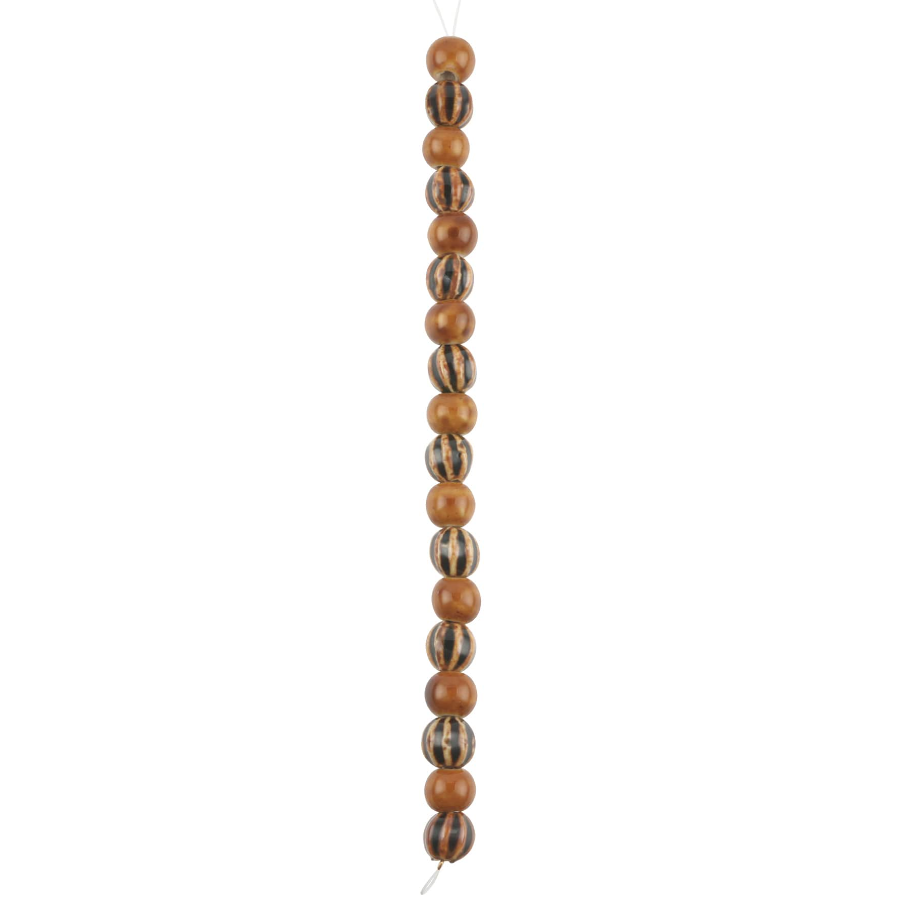 Brown Stripes &#x26; Solids Ceramic Round Beads, 10mm by Bead Landing&#x2122;