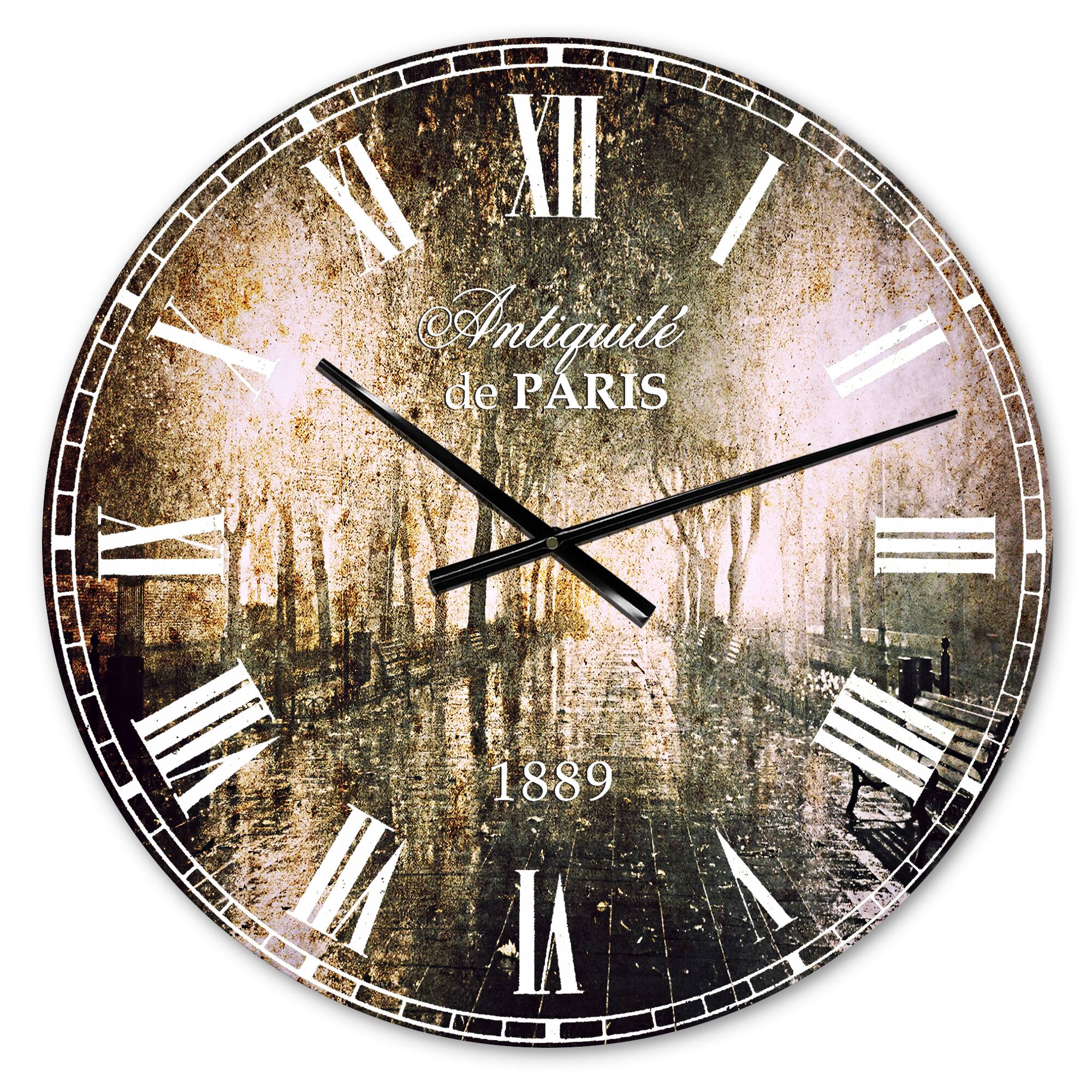 Designart Night Alley with Lights French Country Wall Clock