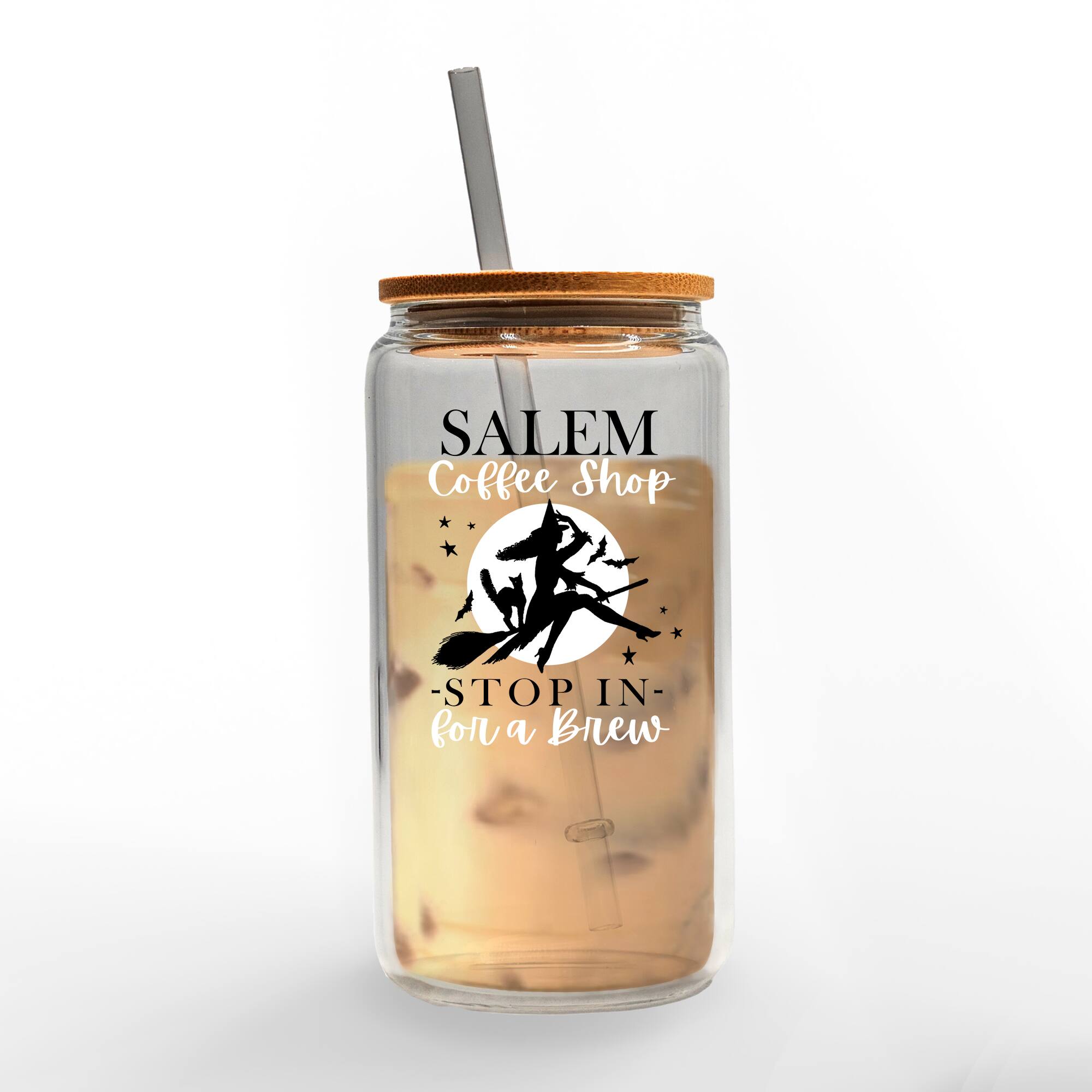 Salem Coffee Shop 16oz. Glass Can Cup