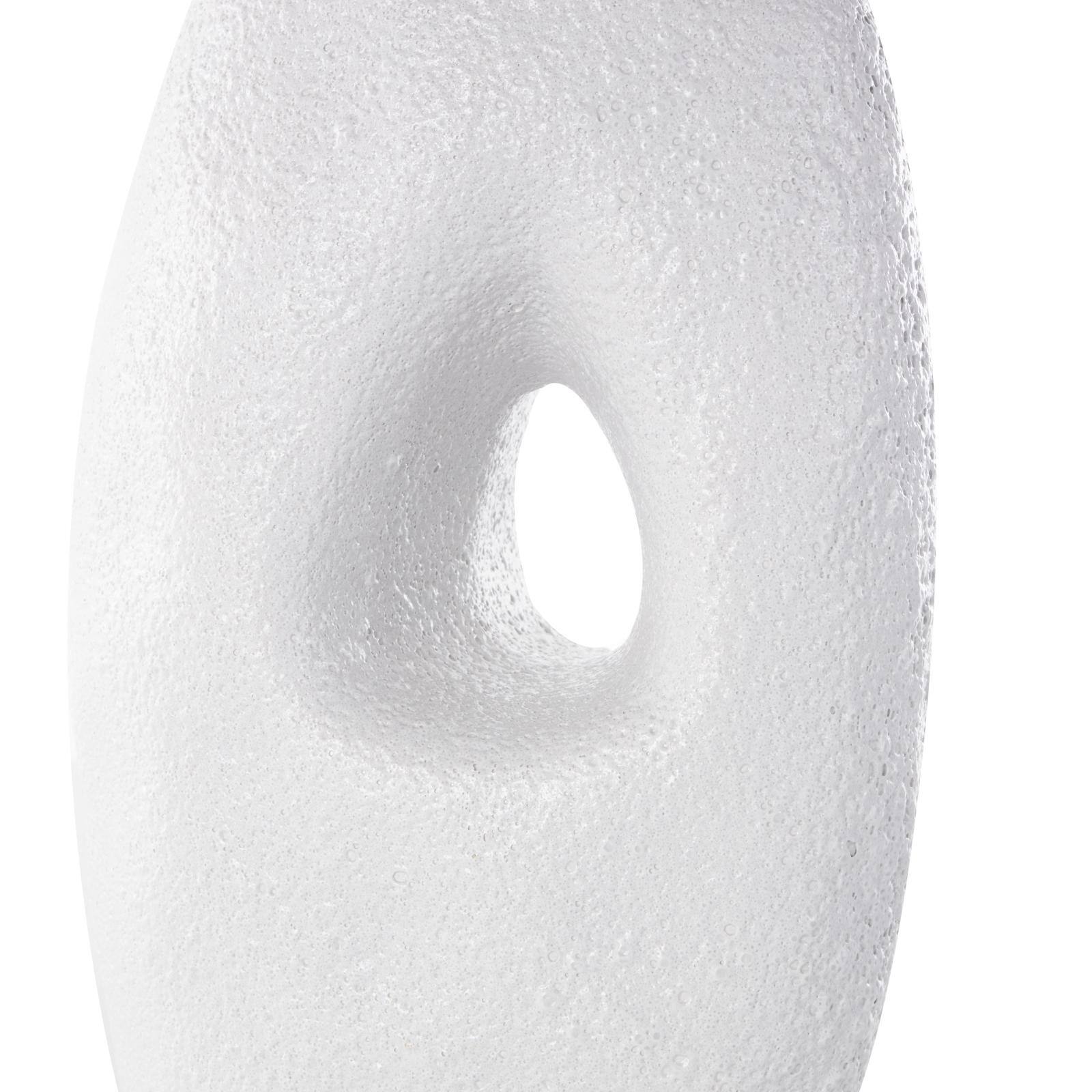 15" White Ceramic Abstract Textured Vase with Cutout Center