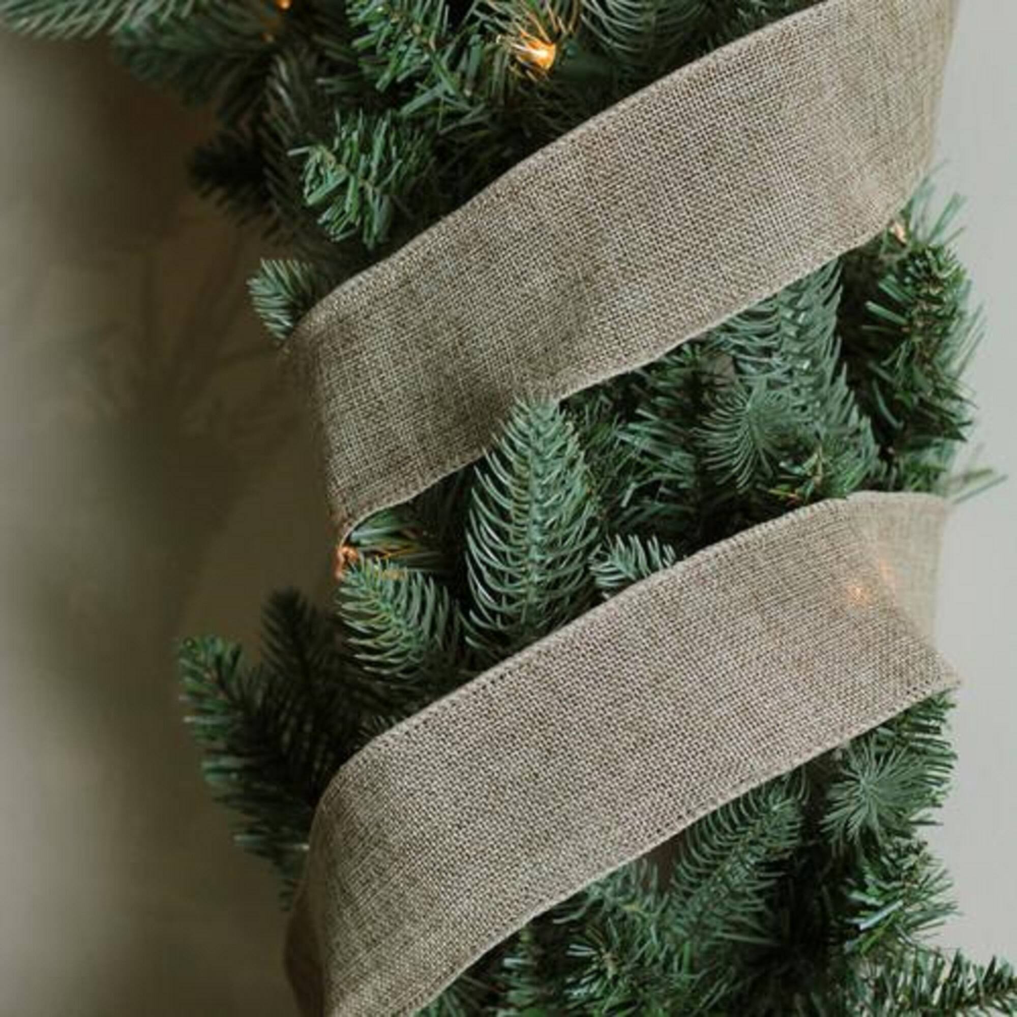 2.5" x 10yd. Wired Faded Burlap Christmas Ribbon  Michaels