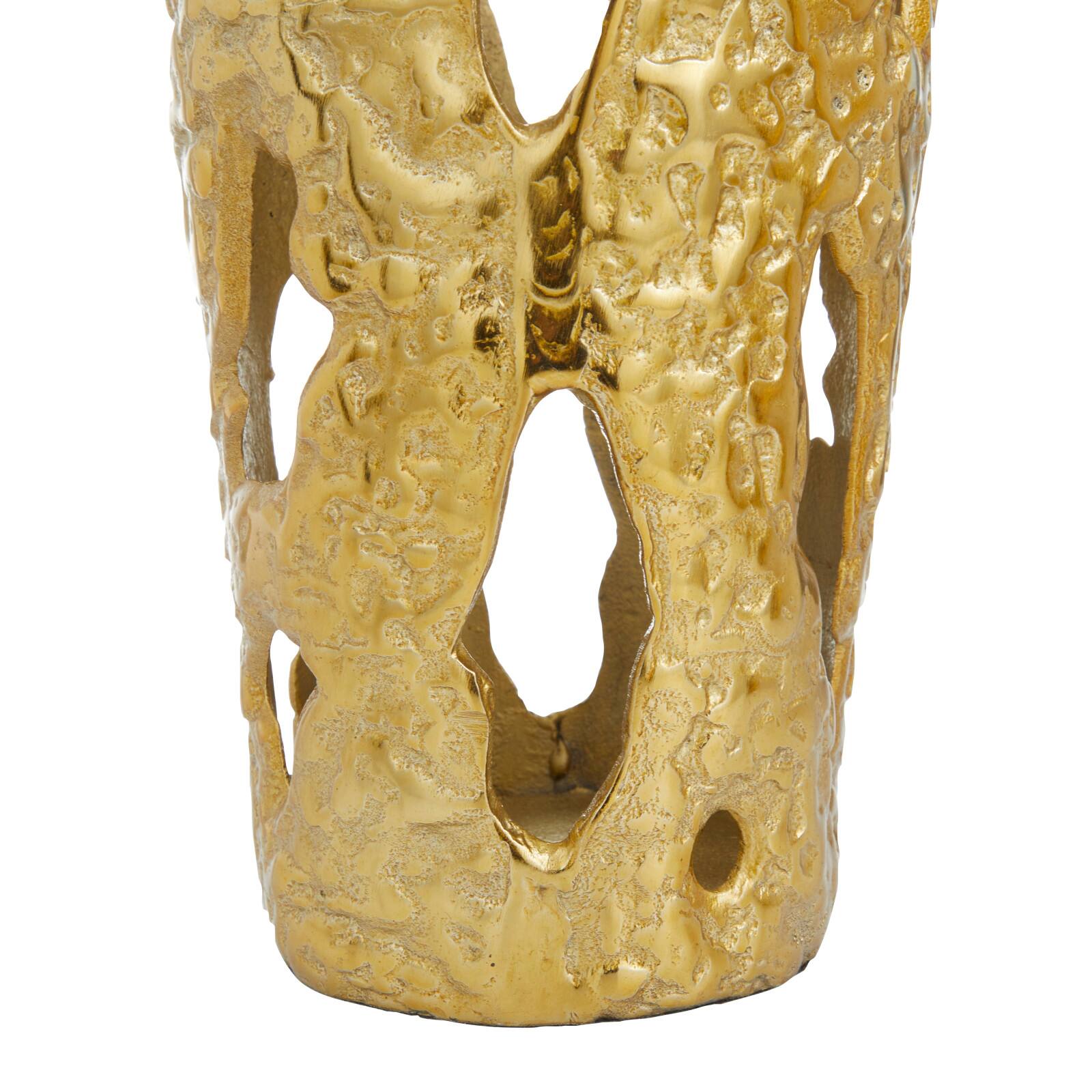 Set of 2" Gold Aluminum Contemporary Vases, 20" x 6" x 7"