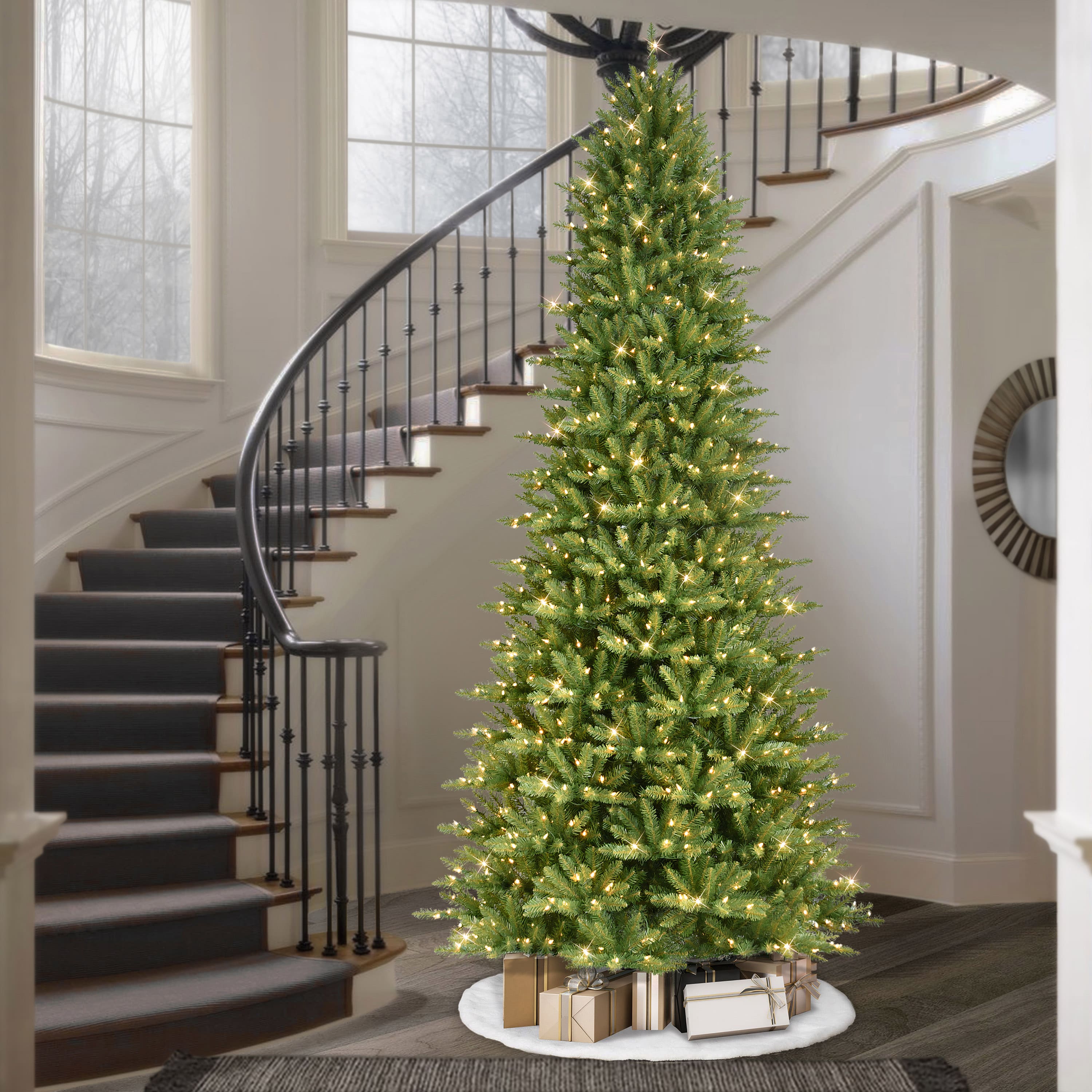 9ft. Pre-Lit Slim Fraser Fir Artificial Christmas Tree, Clear Lights
