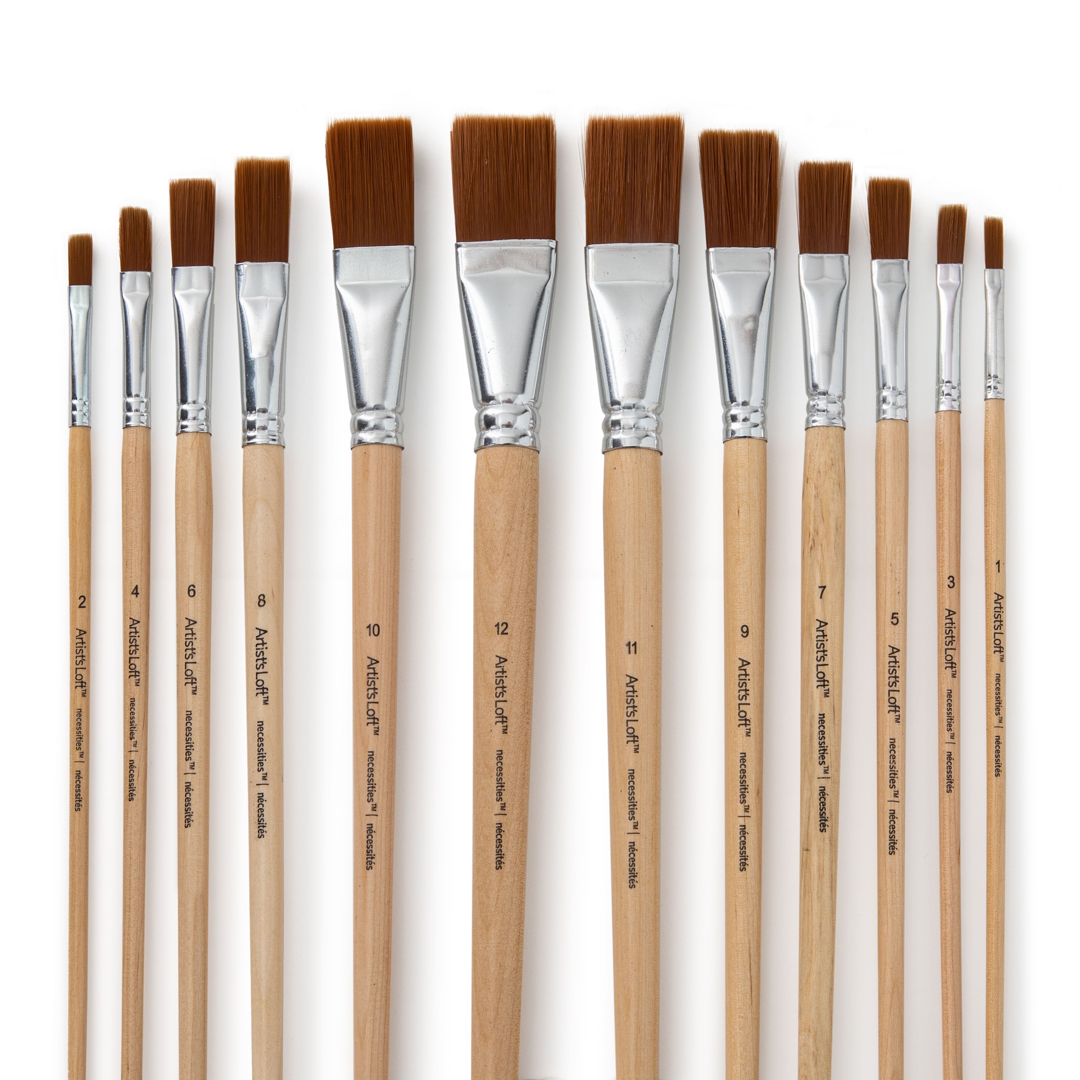 Synthetic Flat Brushes - Set of 3 Medium Size Brushes