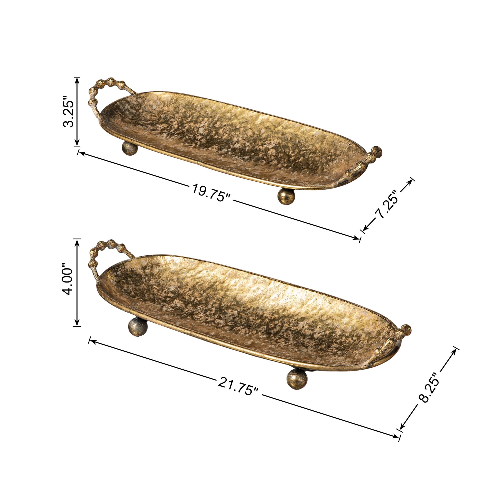 Glitzhome&#xAE; Gold Oval Metal Decorative Trays Set