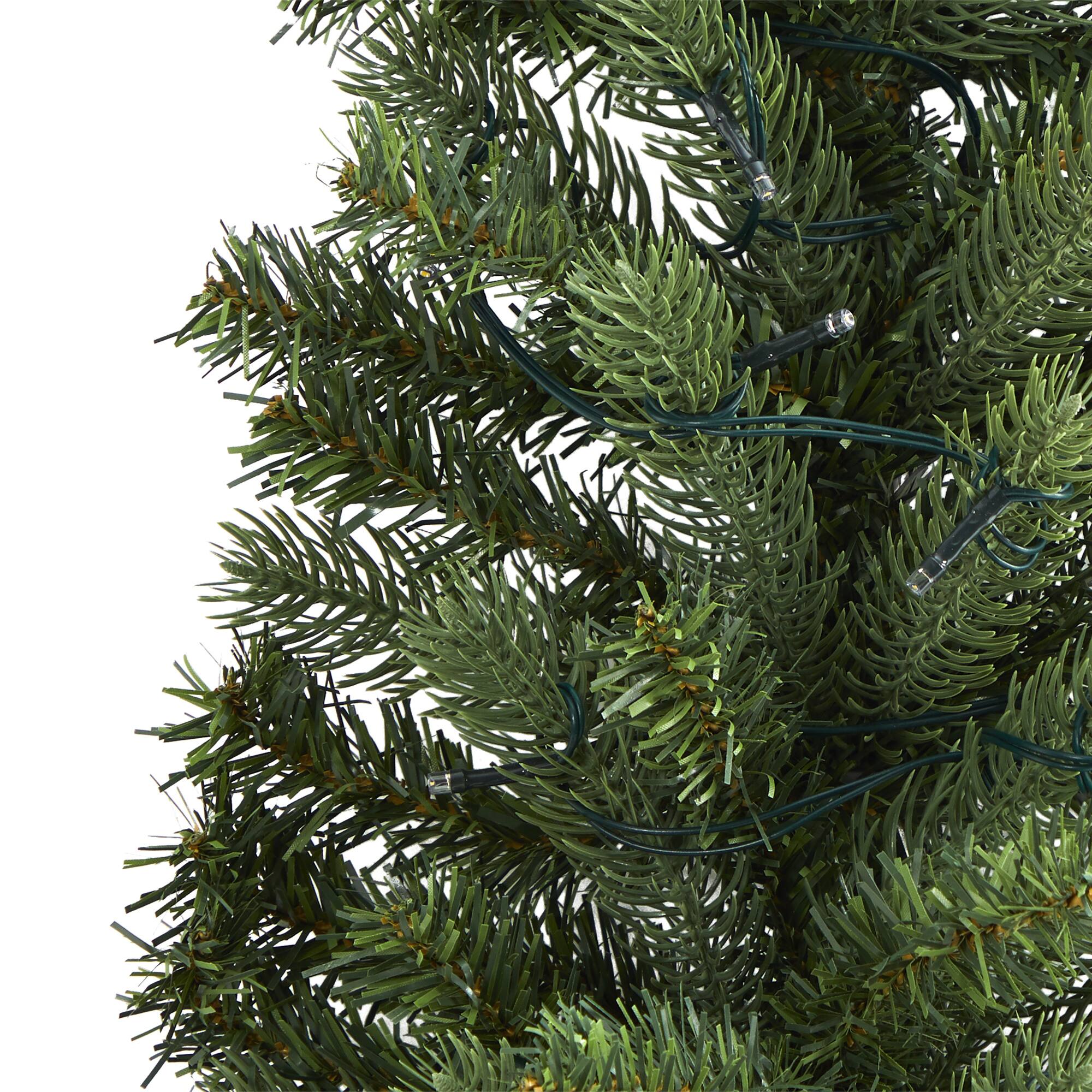 3ft. Pre-Lit Flat Back Wall Hanging Artificial Christmas Tree, Clear LED Lights