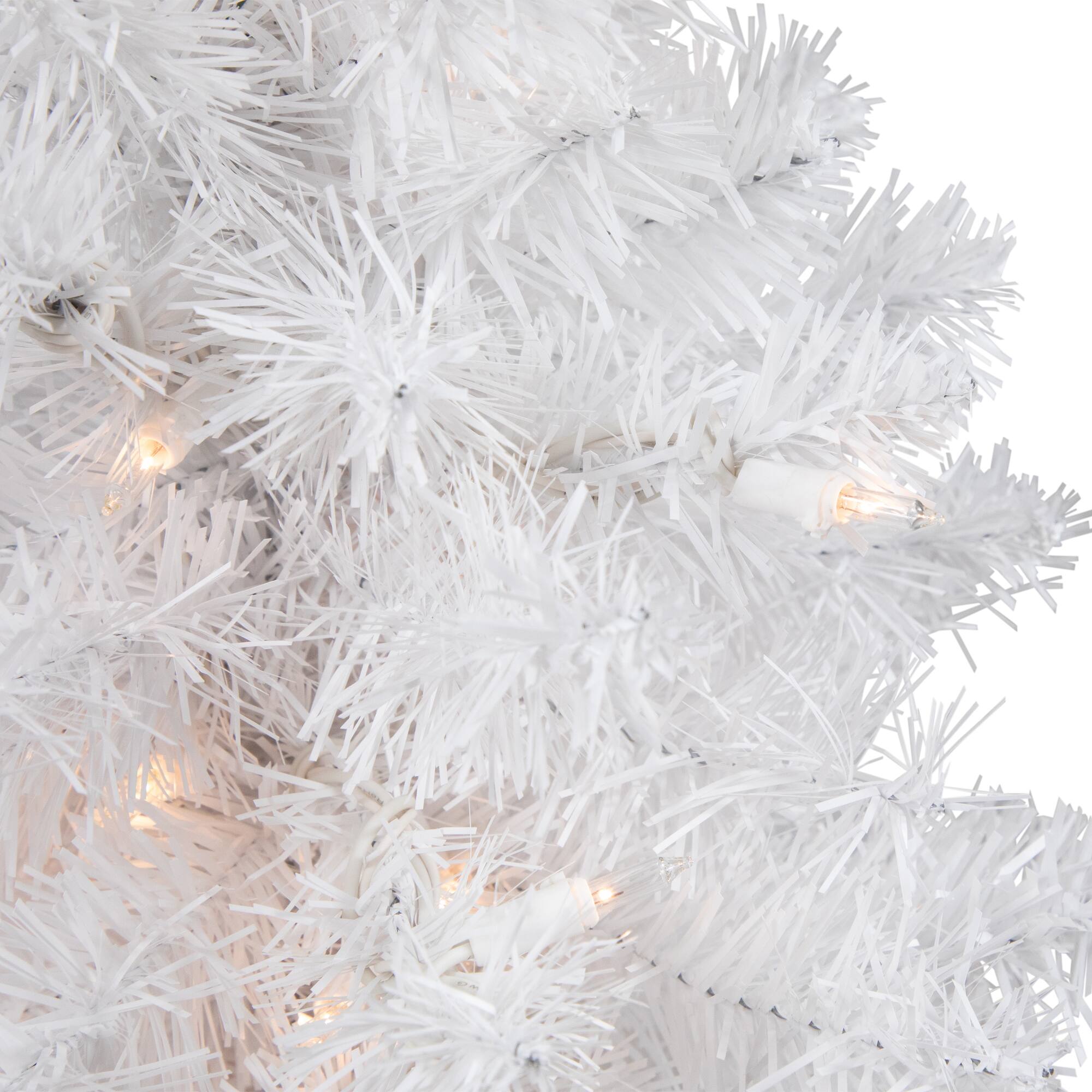18&#x22; Pre-Lit Medium Snow White Artificial Christmas Tree, Clear Lights