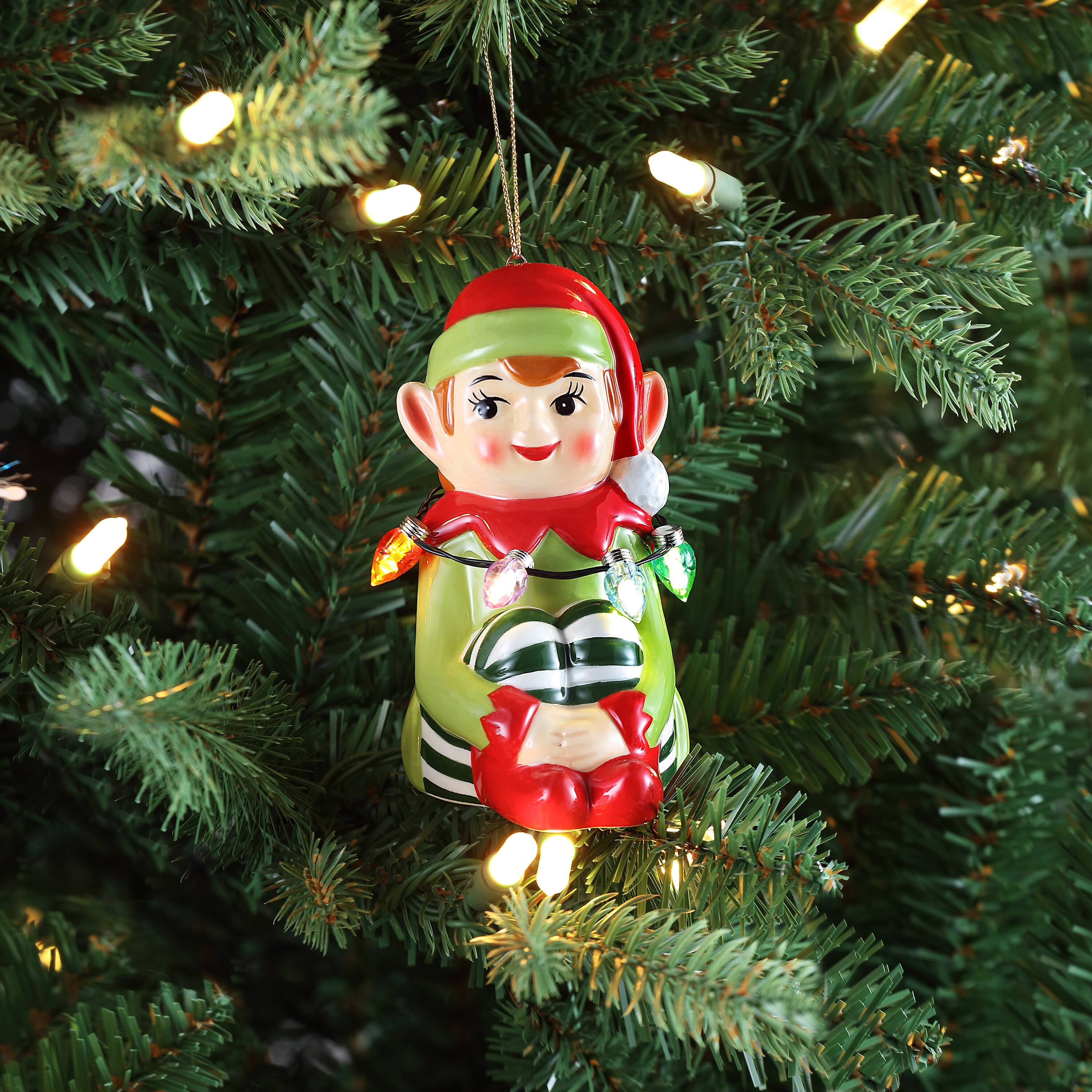 4.5&#x22; LED Mini Nostalgic Elf Ceramic Figurine