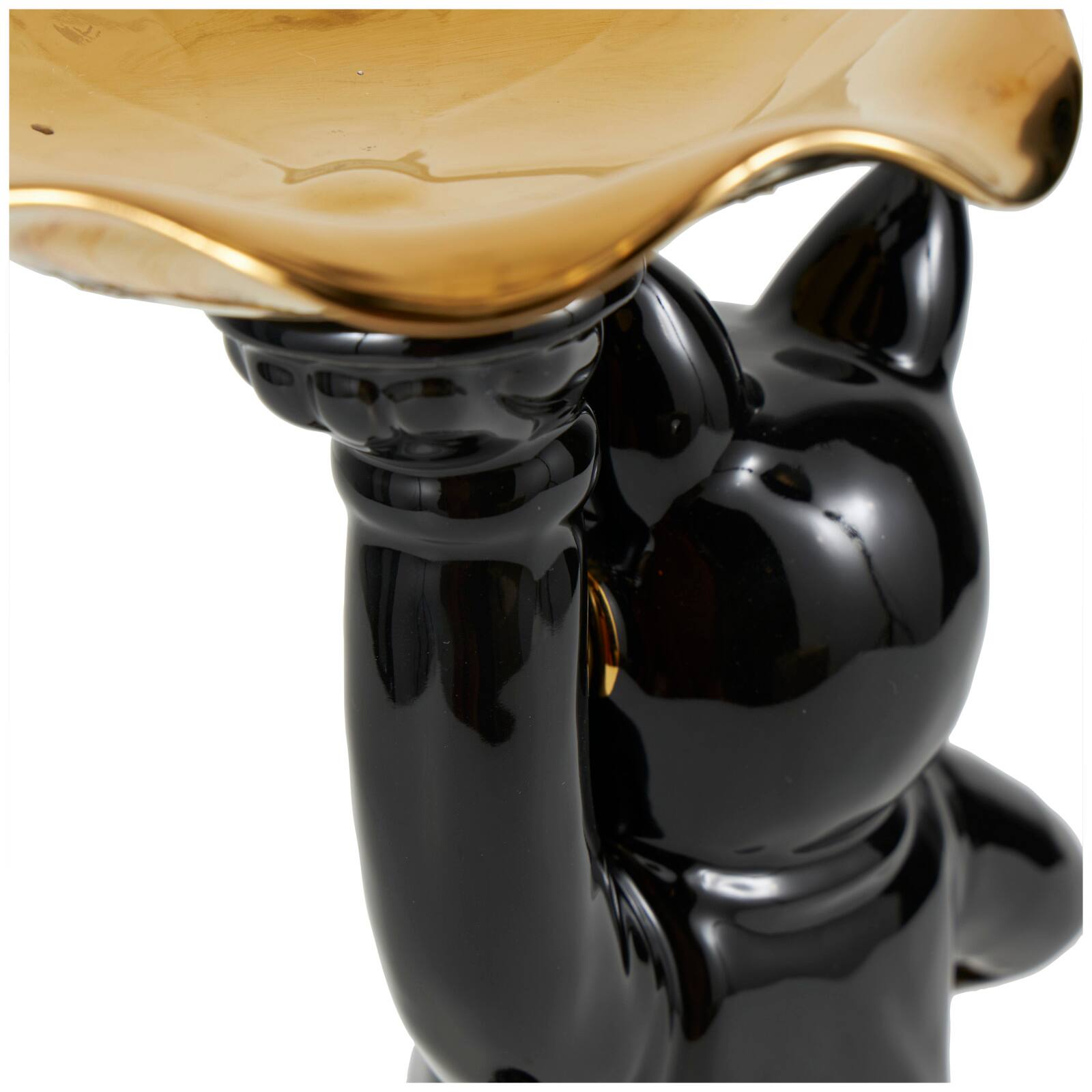 13.25" Black Ceramic Bulldog with Golden Accents Sculpture Décor