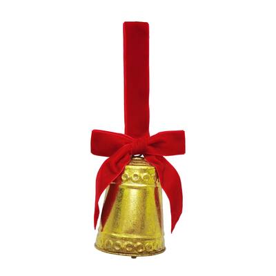 Christmas Bell Gold Red Handle 18cm main image 1