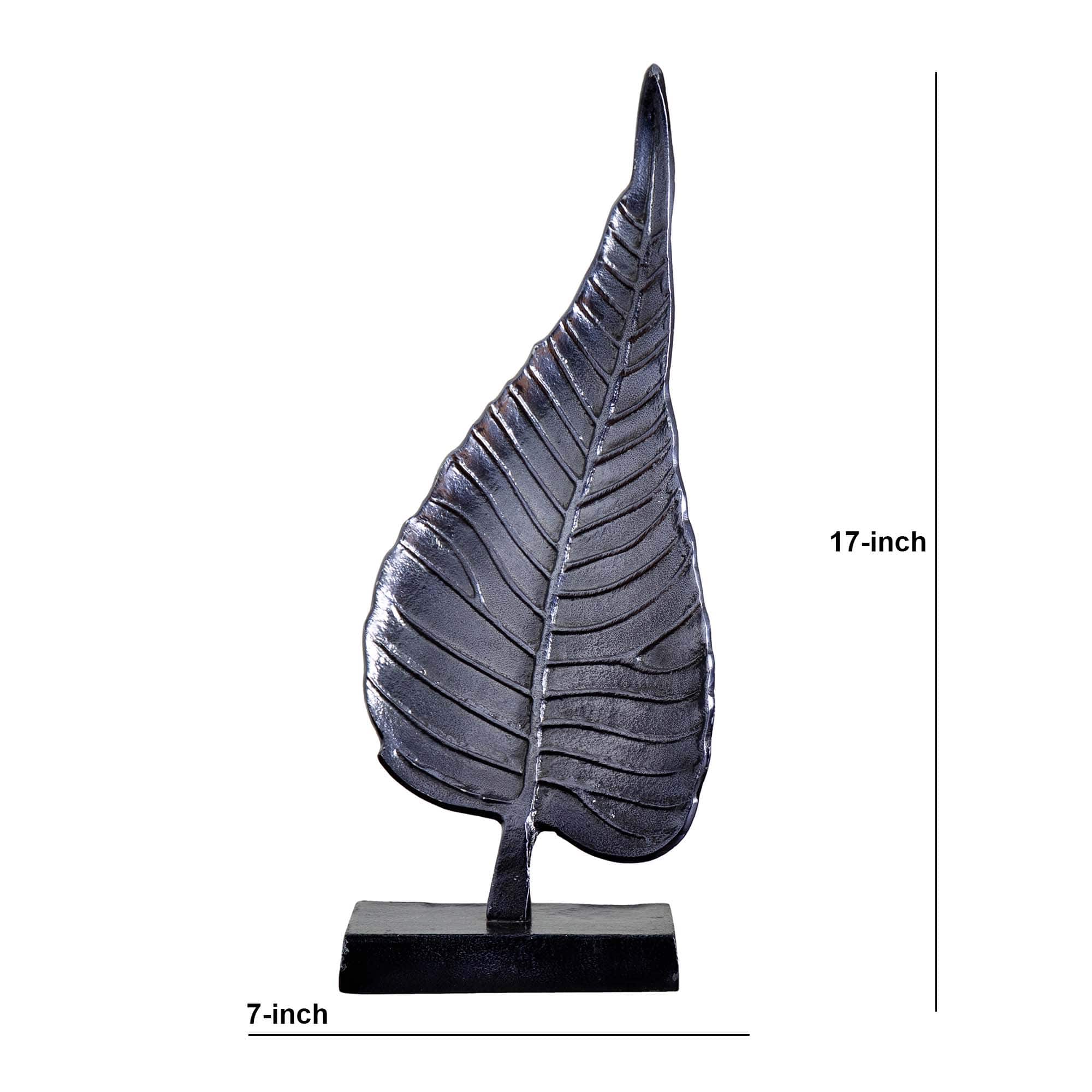 17" Aluminum Bodhi Leaf Sculpture Decorative Accent