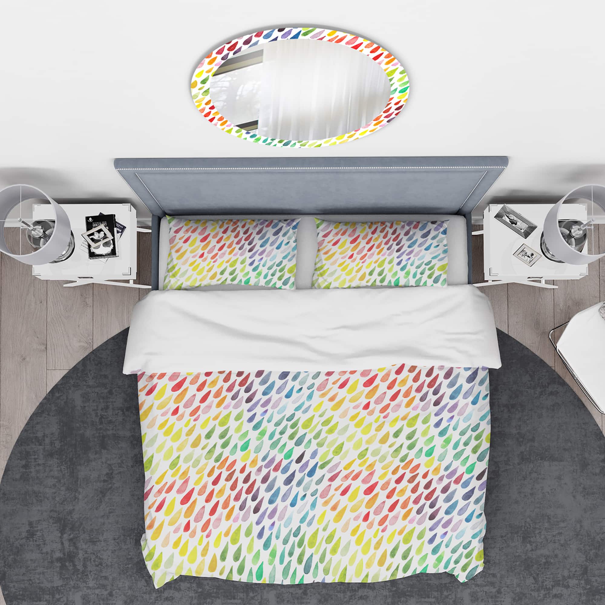 Designart &#x27;Collection of Paint Splash Watercolor Drops&#x27; Modern &#x26; Contemporary Bedding Set - Duvet Cover &#x26; Shams
