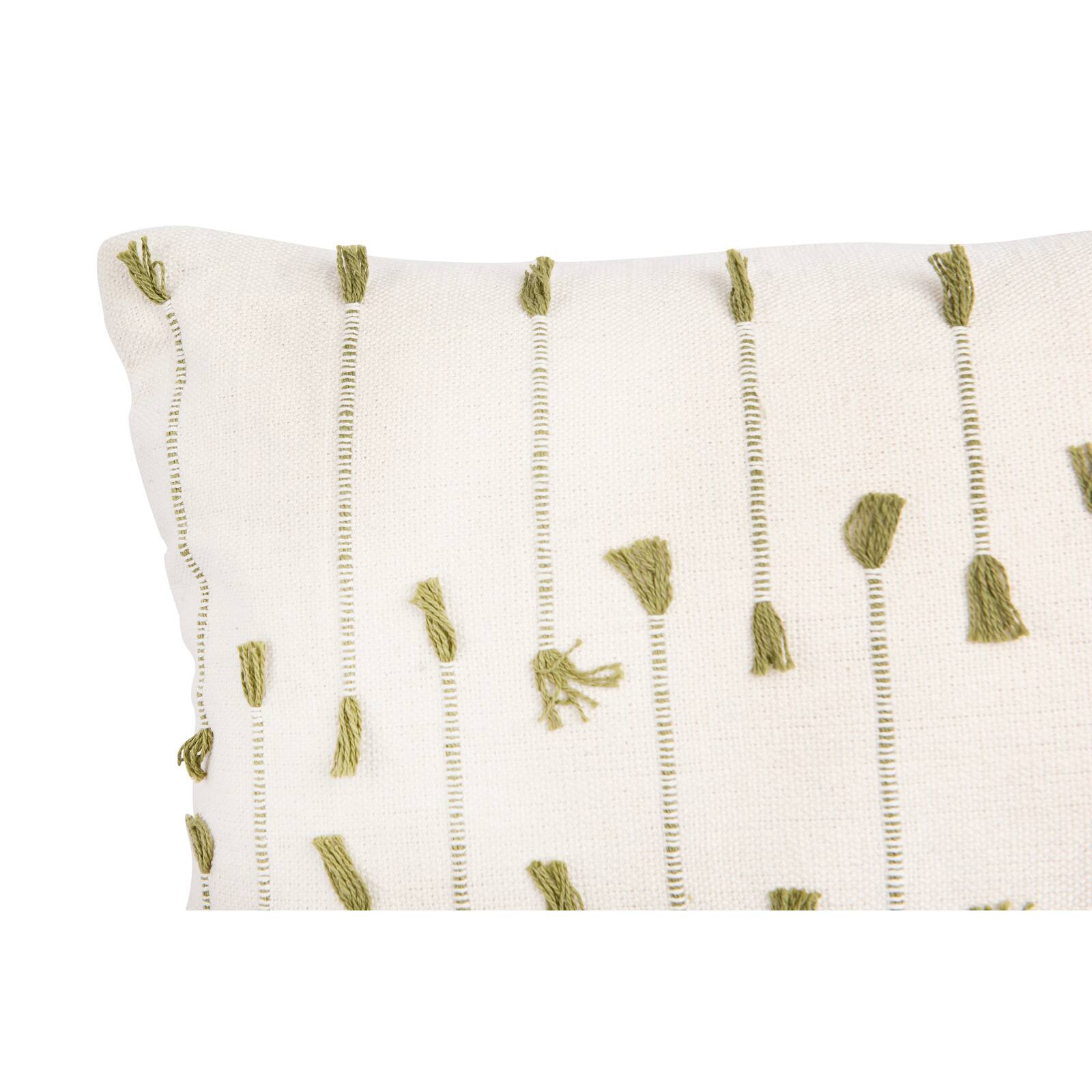 Hello Honey® Green & White Handwoven Lumbar Pillow with Tassels
