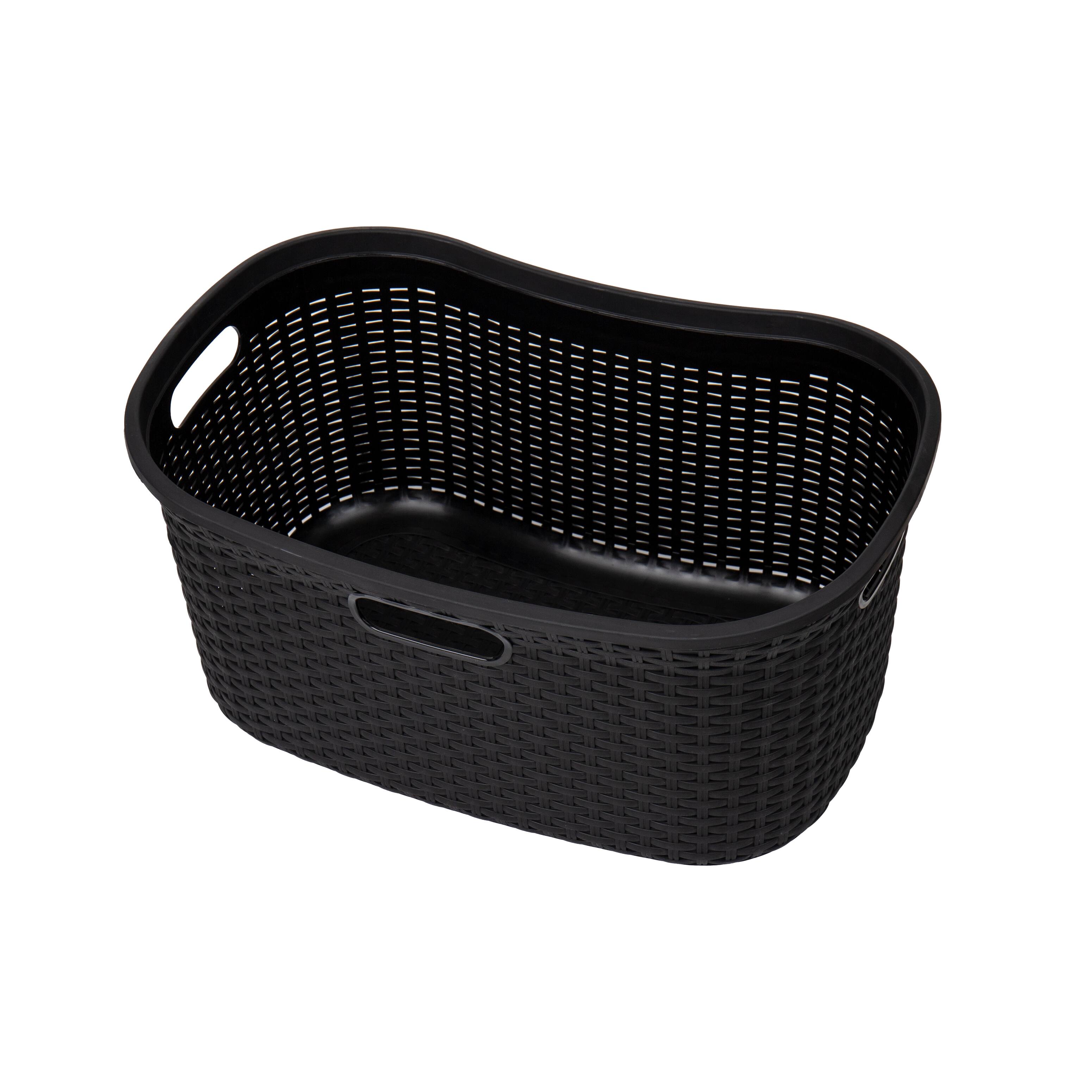 Mind Reader 23" Plastic Wicker Design Laundry Basket