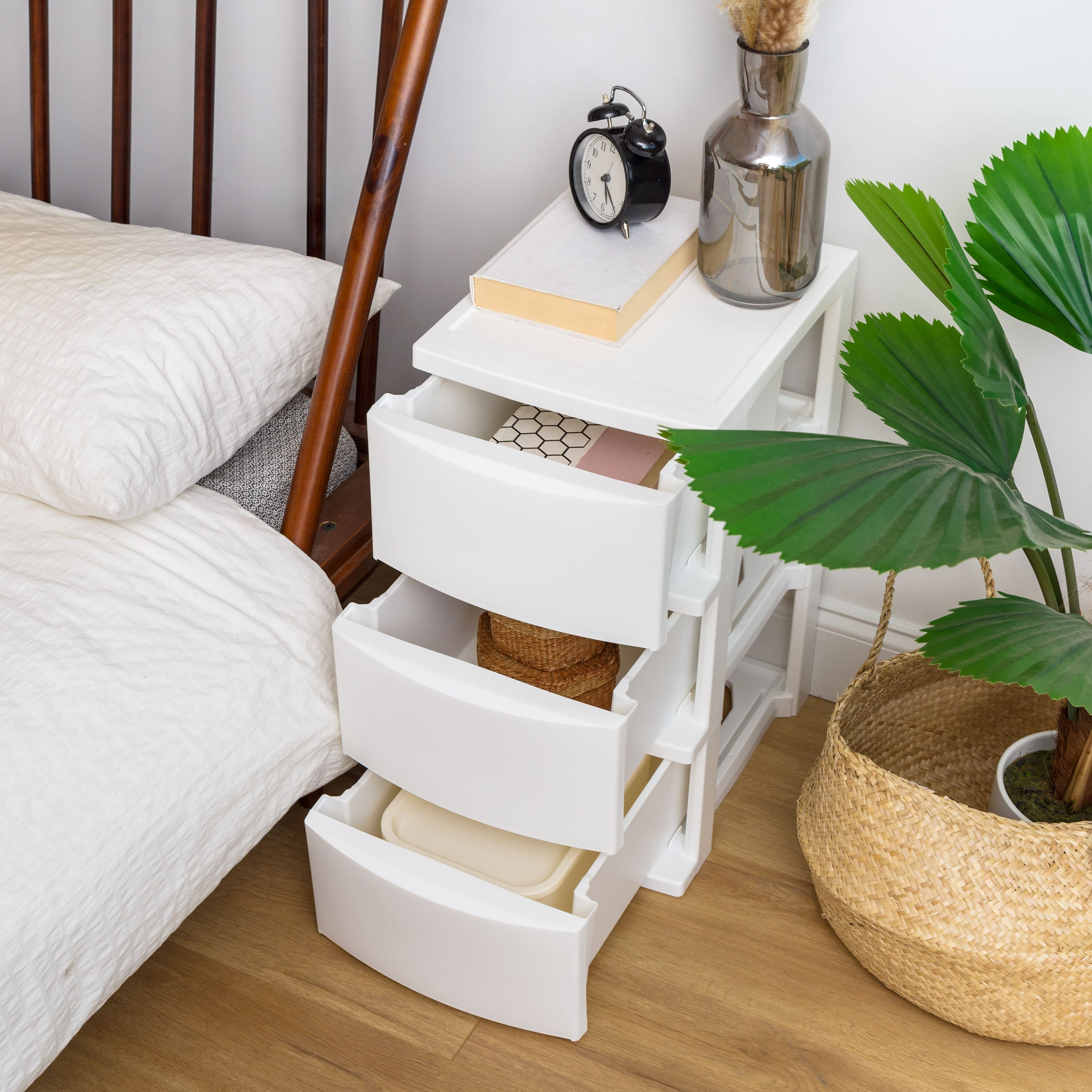 IRIS&#xAE; 24.5&#x22; White 3-Drawer Narrow Plastic Storage Chests, 2ct.
