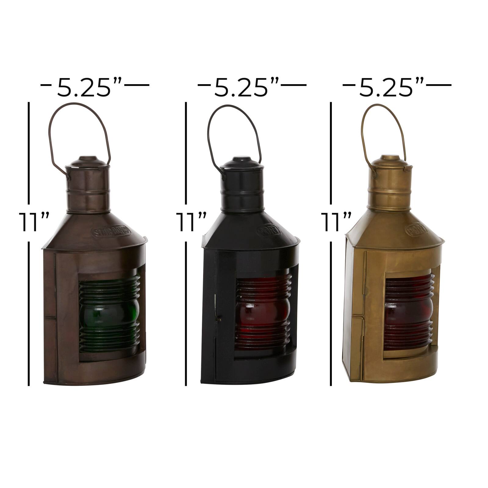 Set of 3&#x22; Multi Colored Metal Rustic Lantern, 5&#x22; x 11&#x22;
