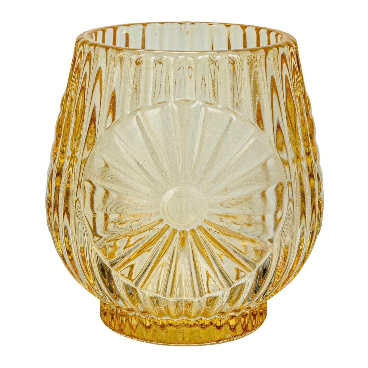 Hello Honey® Embossed Glass 5-Votive Candle Holders with Vase & Wood Tray