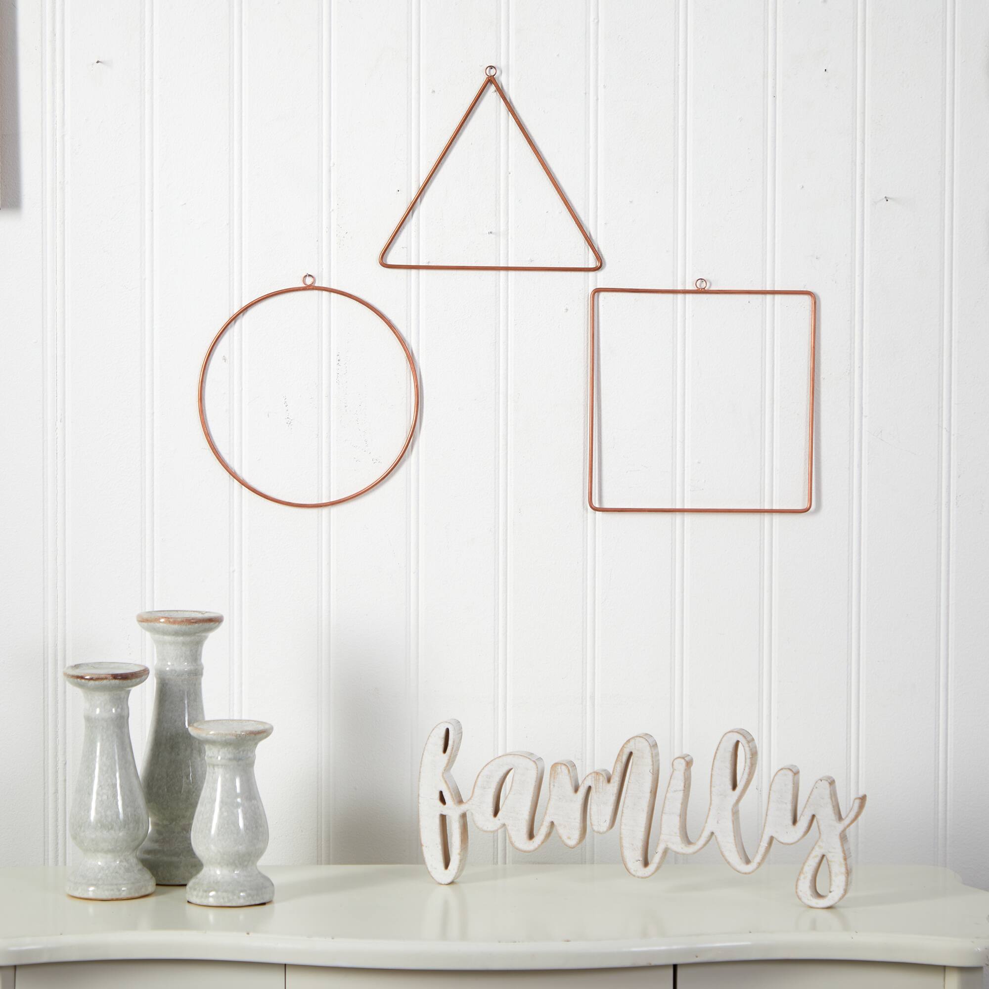 10&#x22; Metal Geometric Circlet Wall Art D&#xE9;cor (Set of 3)