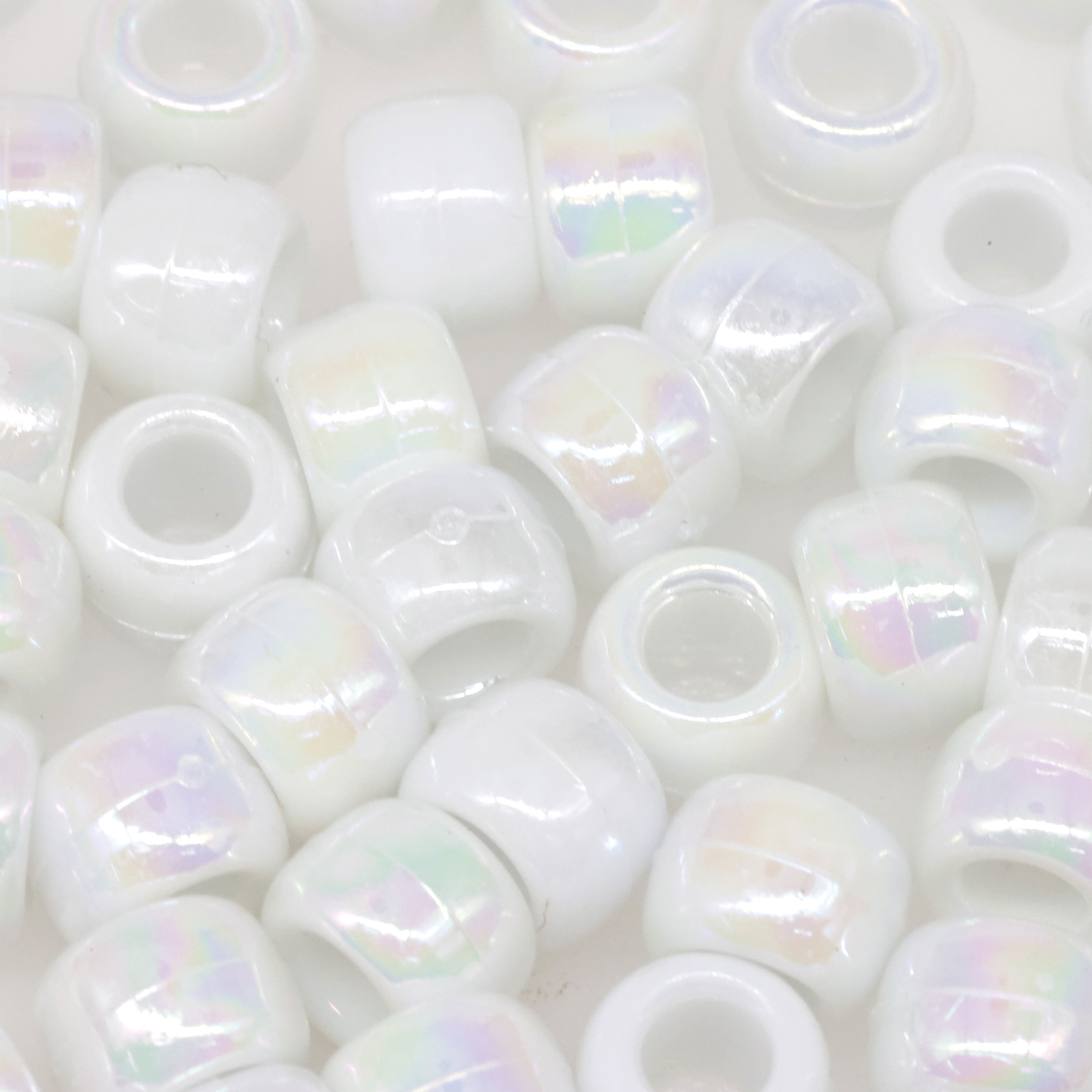 12 Packs: 280 ct. (3,360 total) Opaque White AB Pony Beads by Creatology&#x2122;, 6mm x 9mm