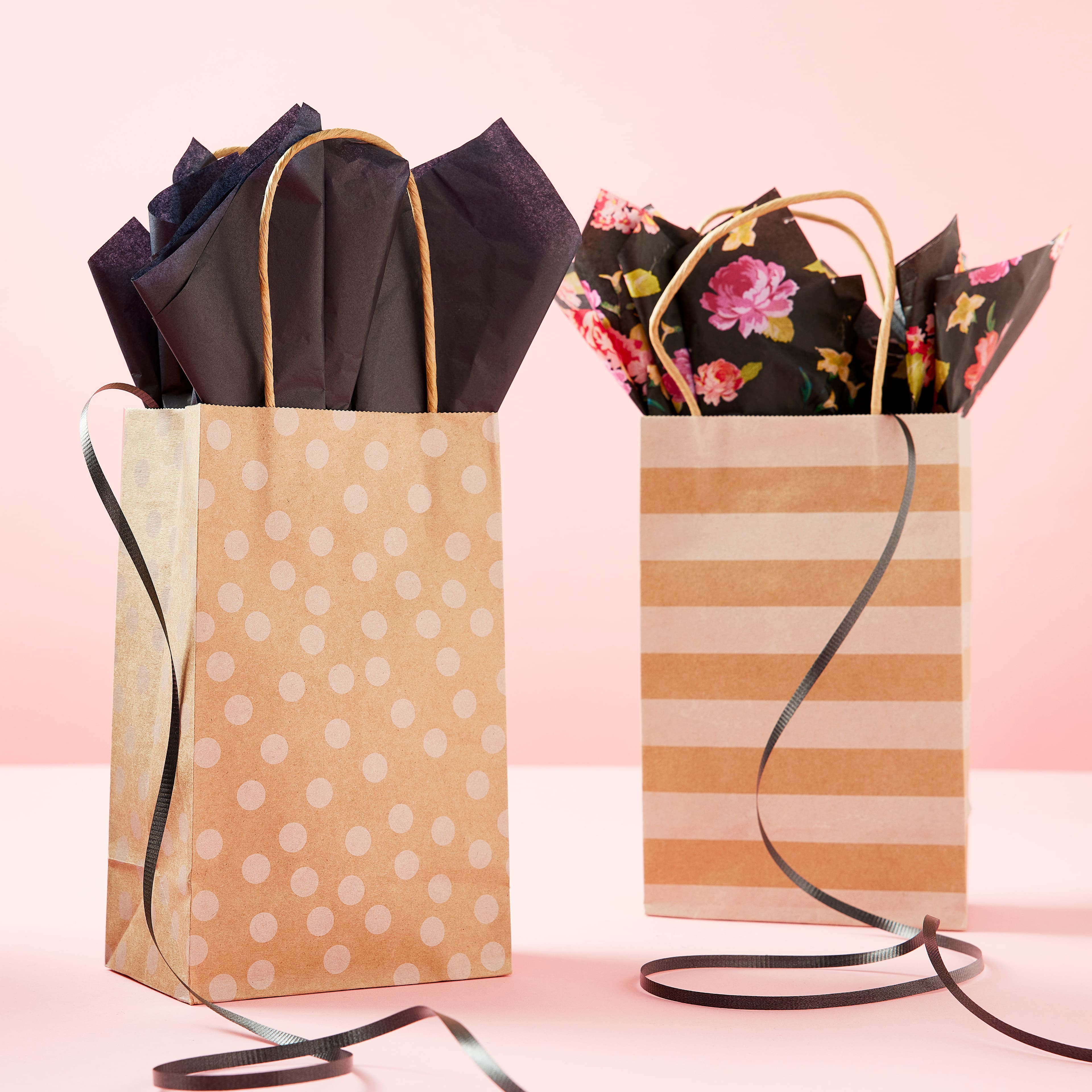 6 Packs: 13 ct. (78 total) Small Kraft Dots &#x26; Stripes Gift Bags by Celebrate It&#x2122;