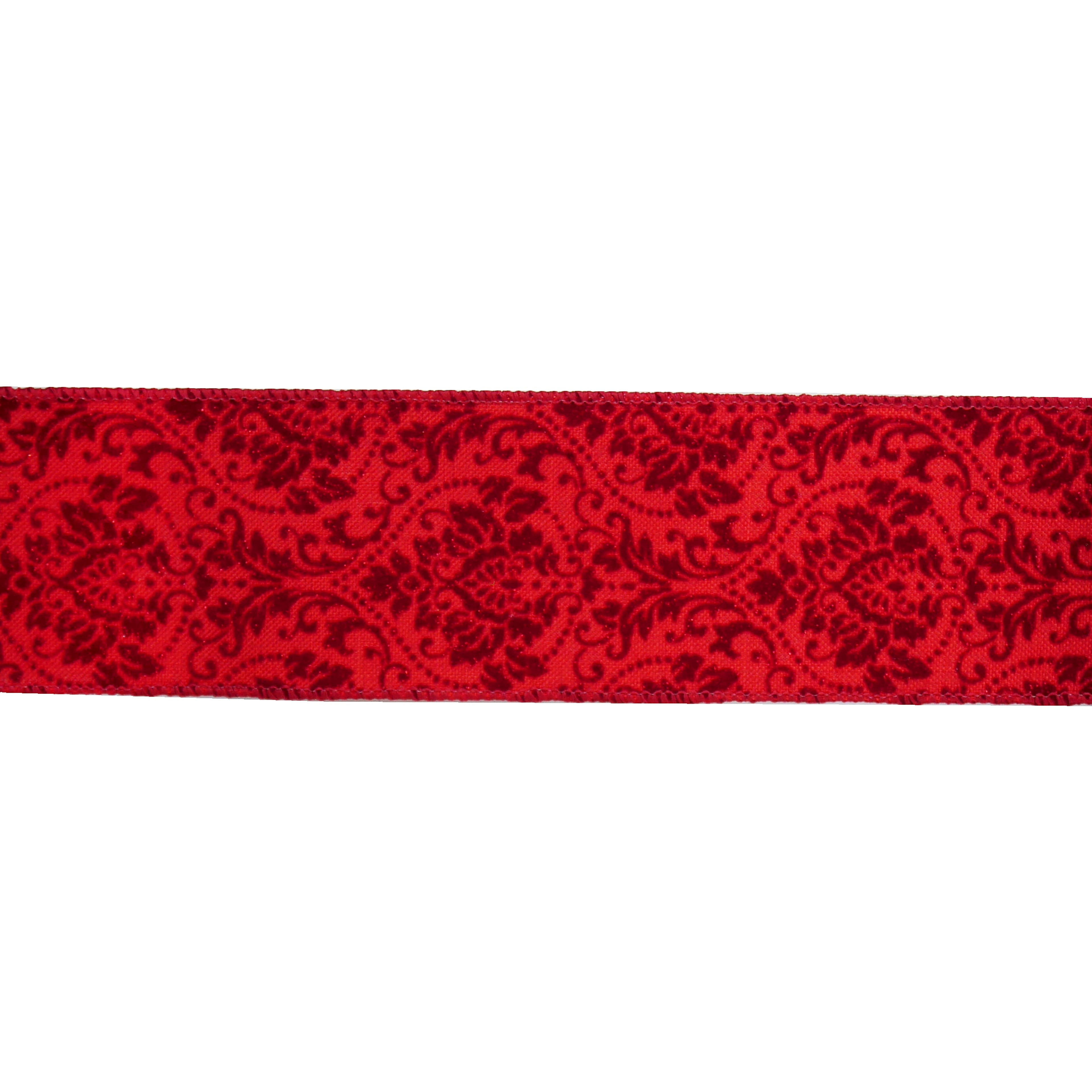2.5&#x22; x 20ft. Burgundy Damask Wired Ribbon by Celebrate It&#xAE;