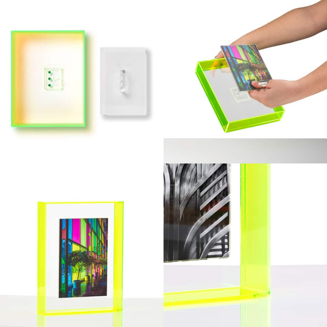 Wexel Art Neon Yellow Float Frame with Magnetic Photo Holder