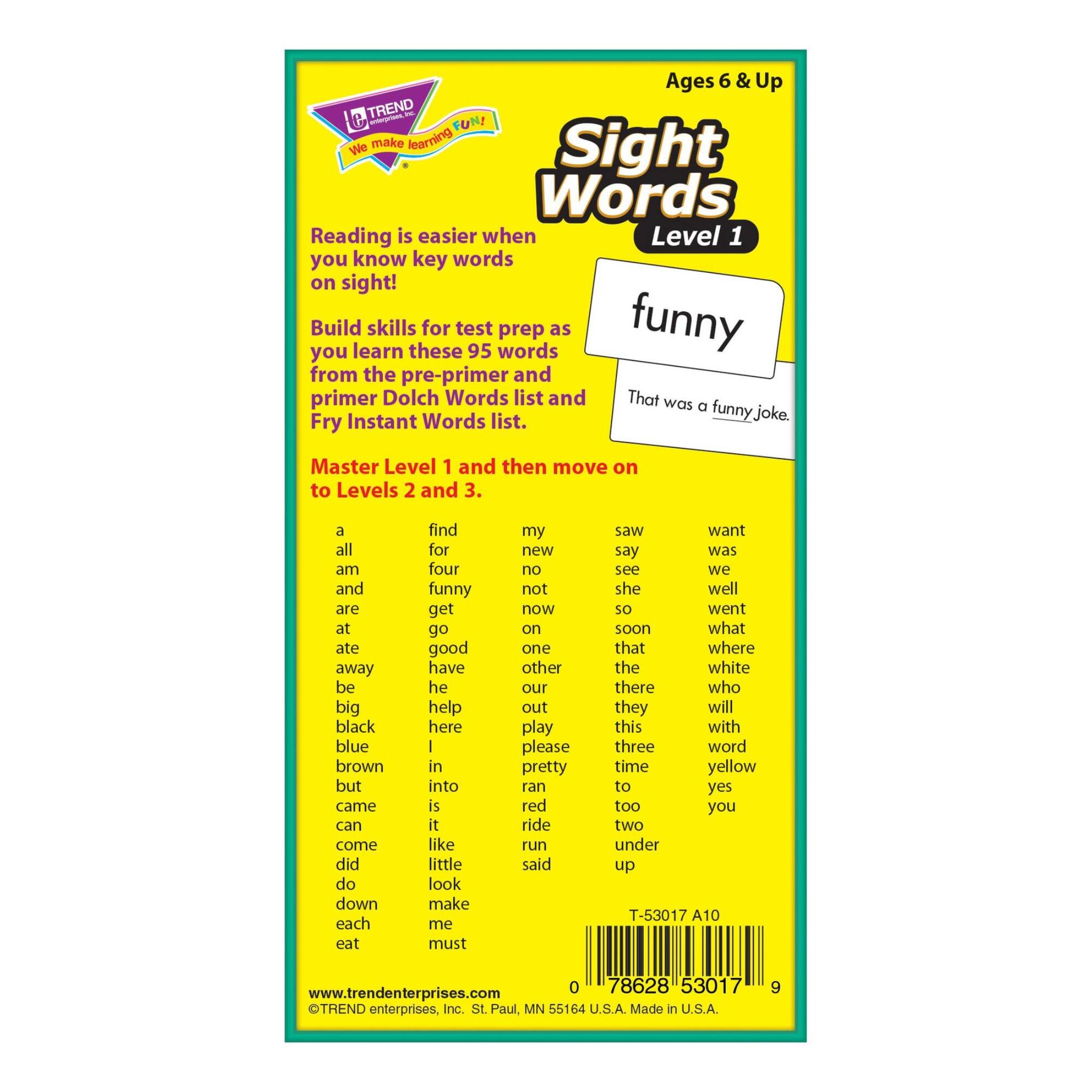 Trend Enterprises® Sight Words Level 1 Skill Drill Flash Cards