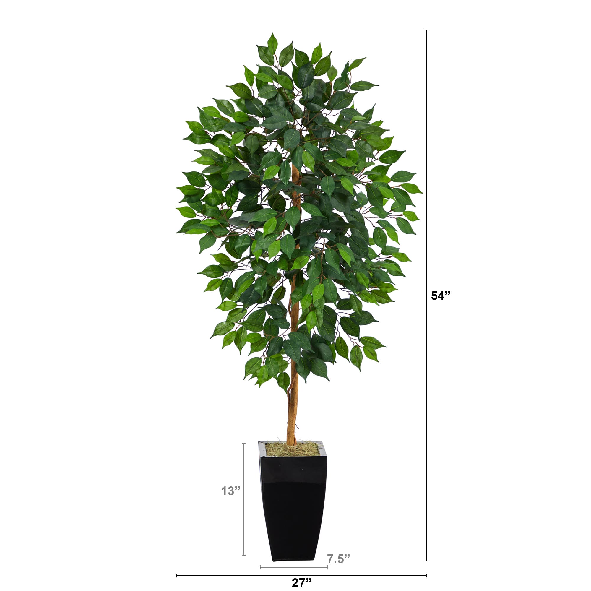 4.5ft. Ficus Tree in Black Metal Planter