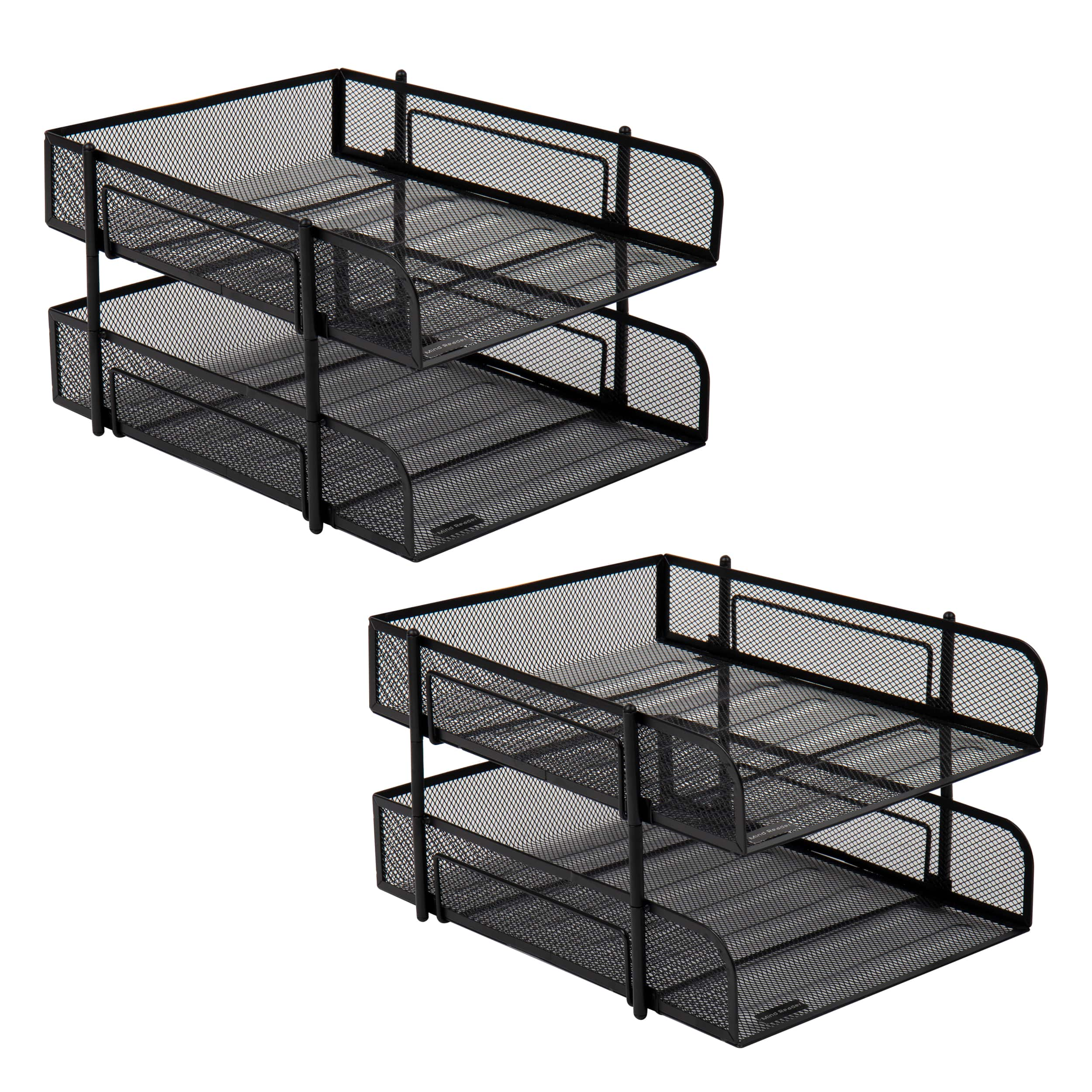 Mind Reader Network Collection Black Metal Mesh 2-Tier Letter Size Paper Trays, 2ct.