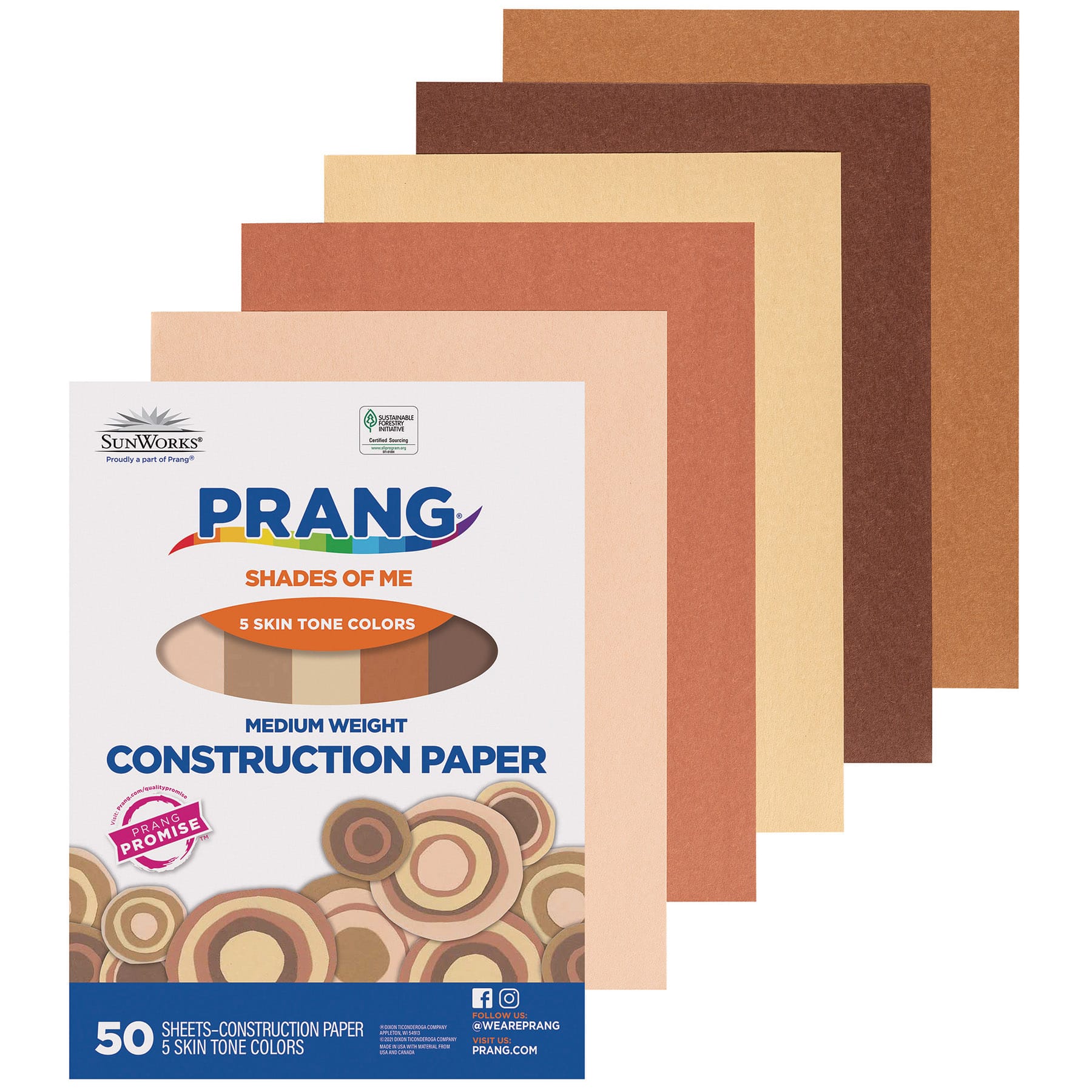 Prang&#xAE; 9&#x22; x 12&#x22; Shades of Me Medium Weight Construction Paper, 5 Packs of 50 Sheets