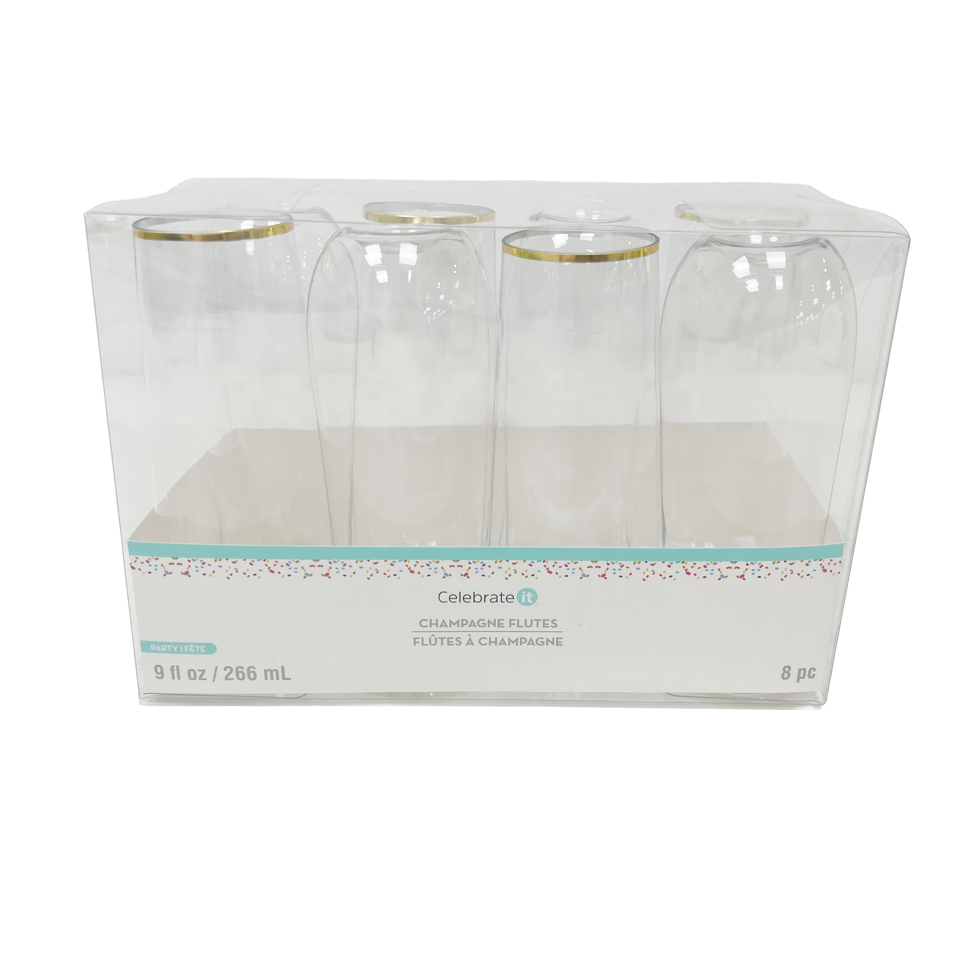 6 Packs: 8 ct. (48 total) 9oz. Gold Rim Stemless Champagne Flutes by Celebrate It™