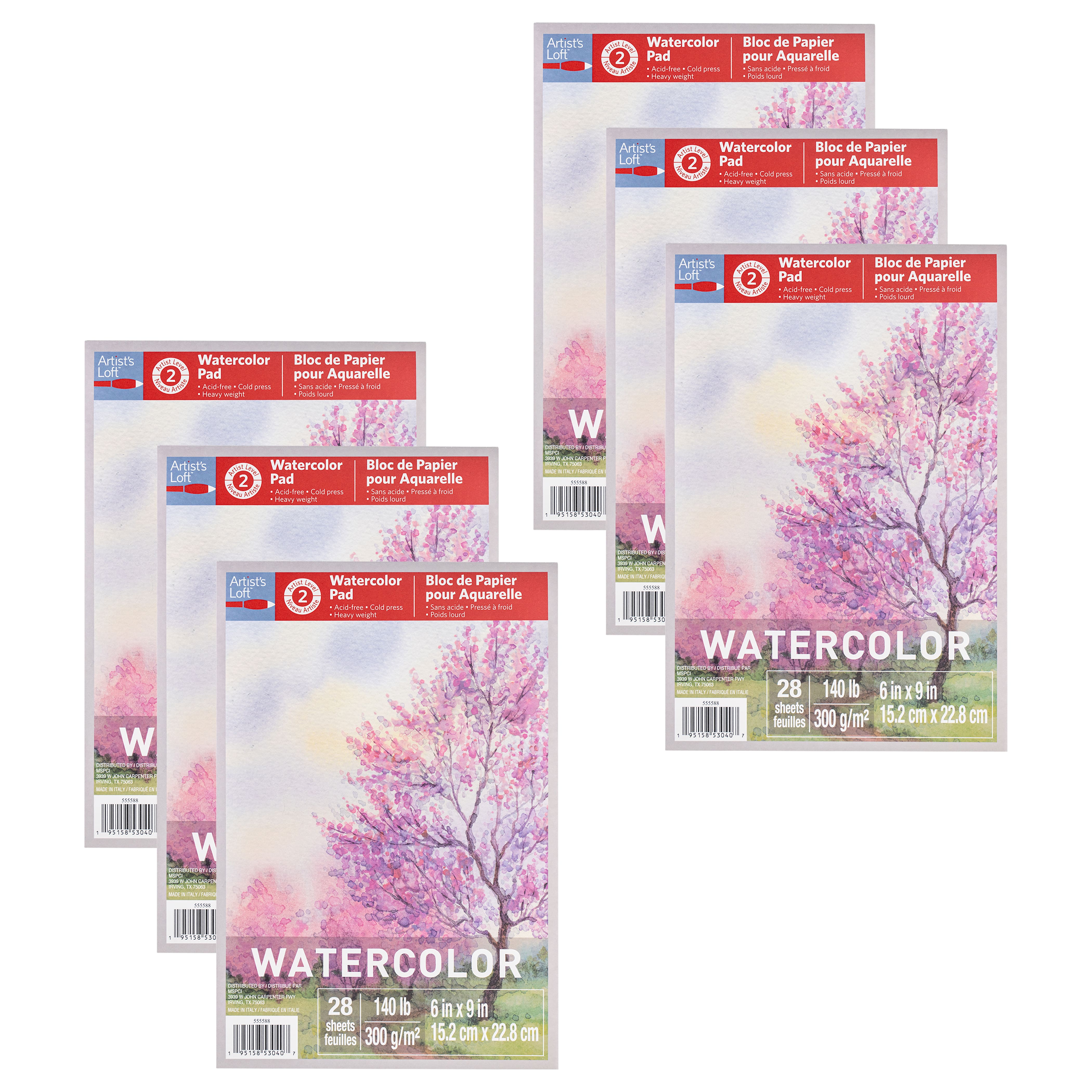 6 Pack: Level 2 Watercolor Pad by Artist's Loft™