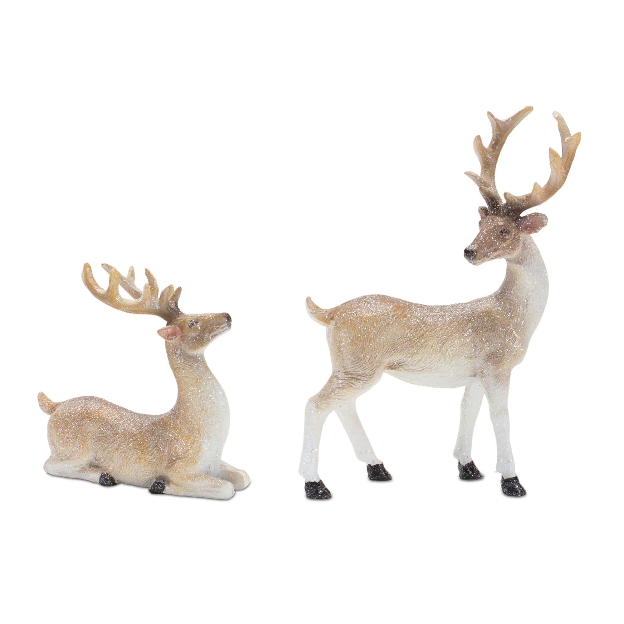 Mini Glittered Holiday Deer Figurines Set