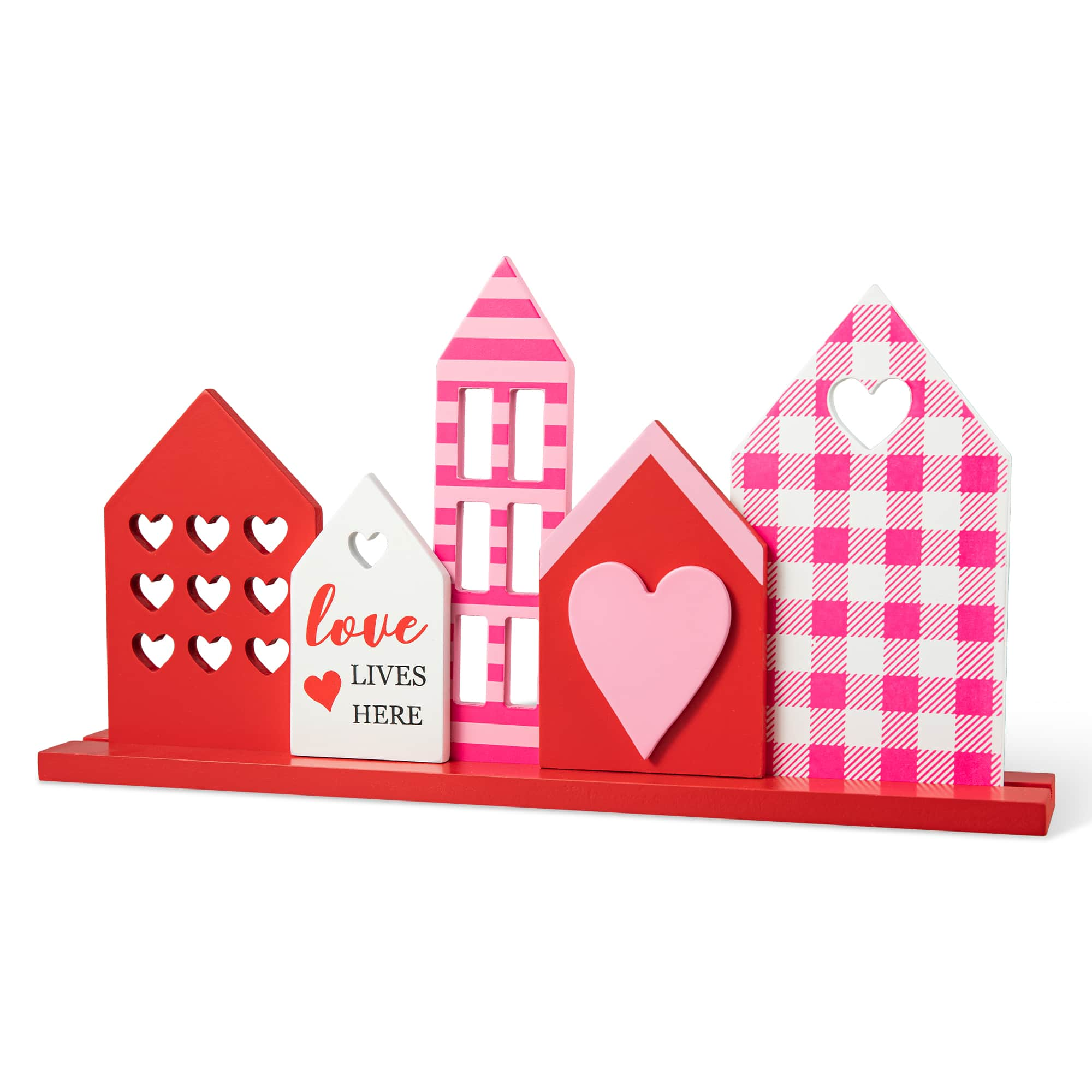 Glitzhome&#xAE; 16&#x22; Valentine&#x27;s House Wooden Table Decor