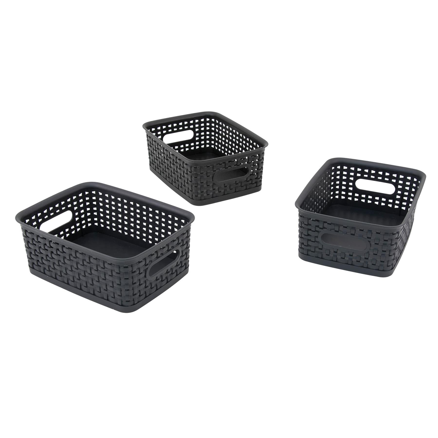 Advantus® Small Black Plastic Weave Bin, 3ct.