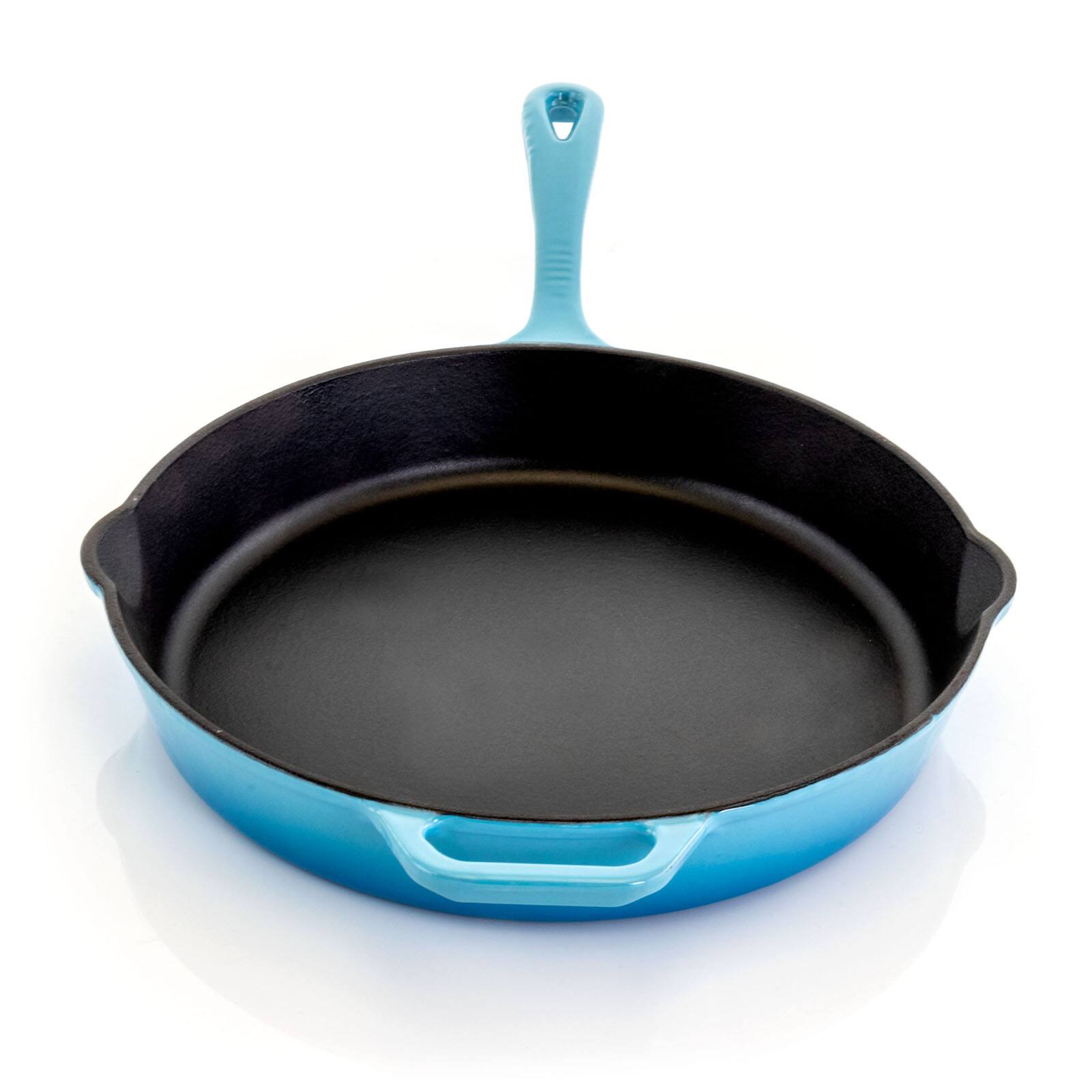 MegaChef 12" Round Blue Enamel Cast Iron Skillet