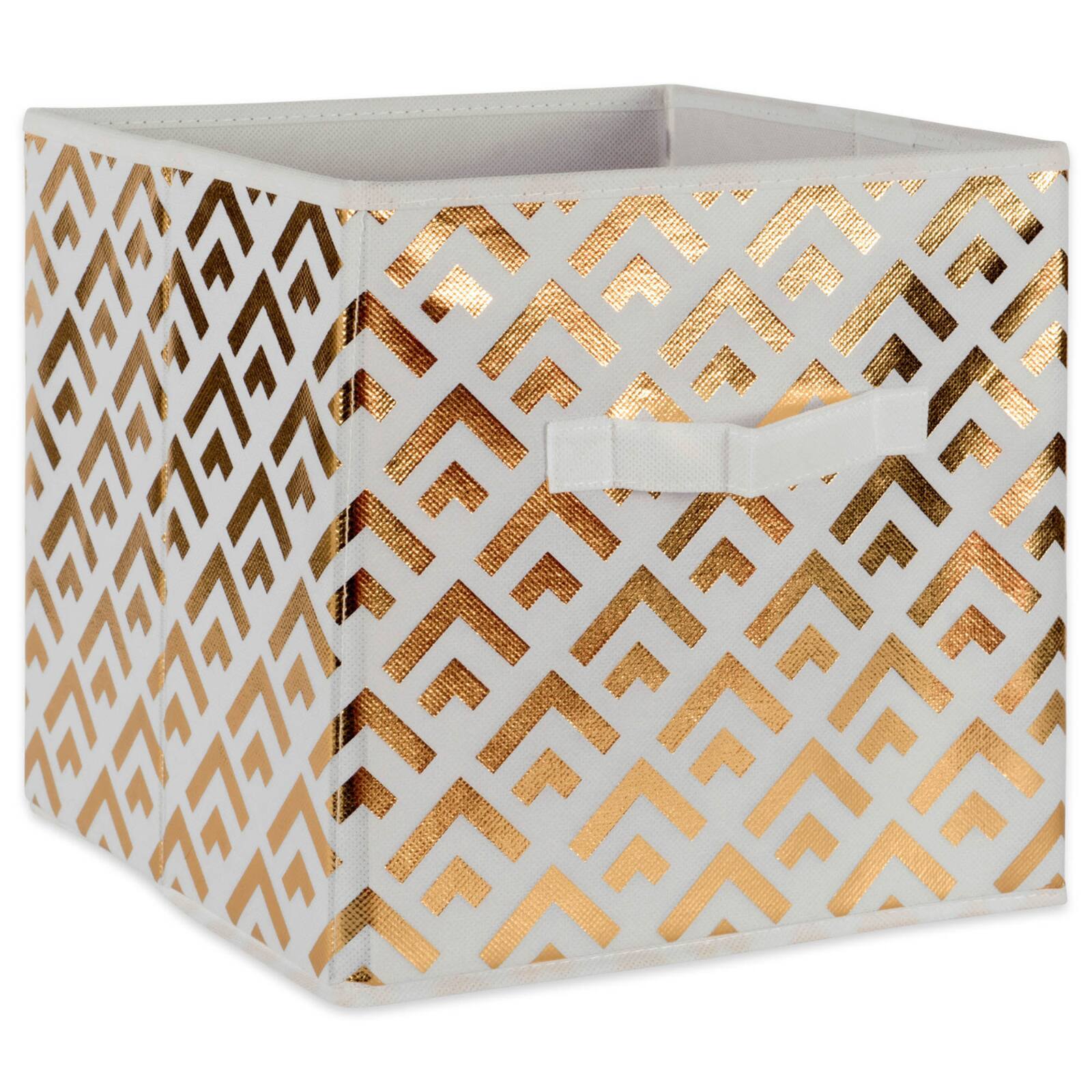 DII&#xAE; 11&#x22; Nonwoven Polyester White &#x26; Gold Double Diamond Storage Cube, 2ct.