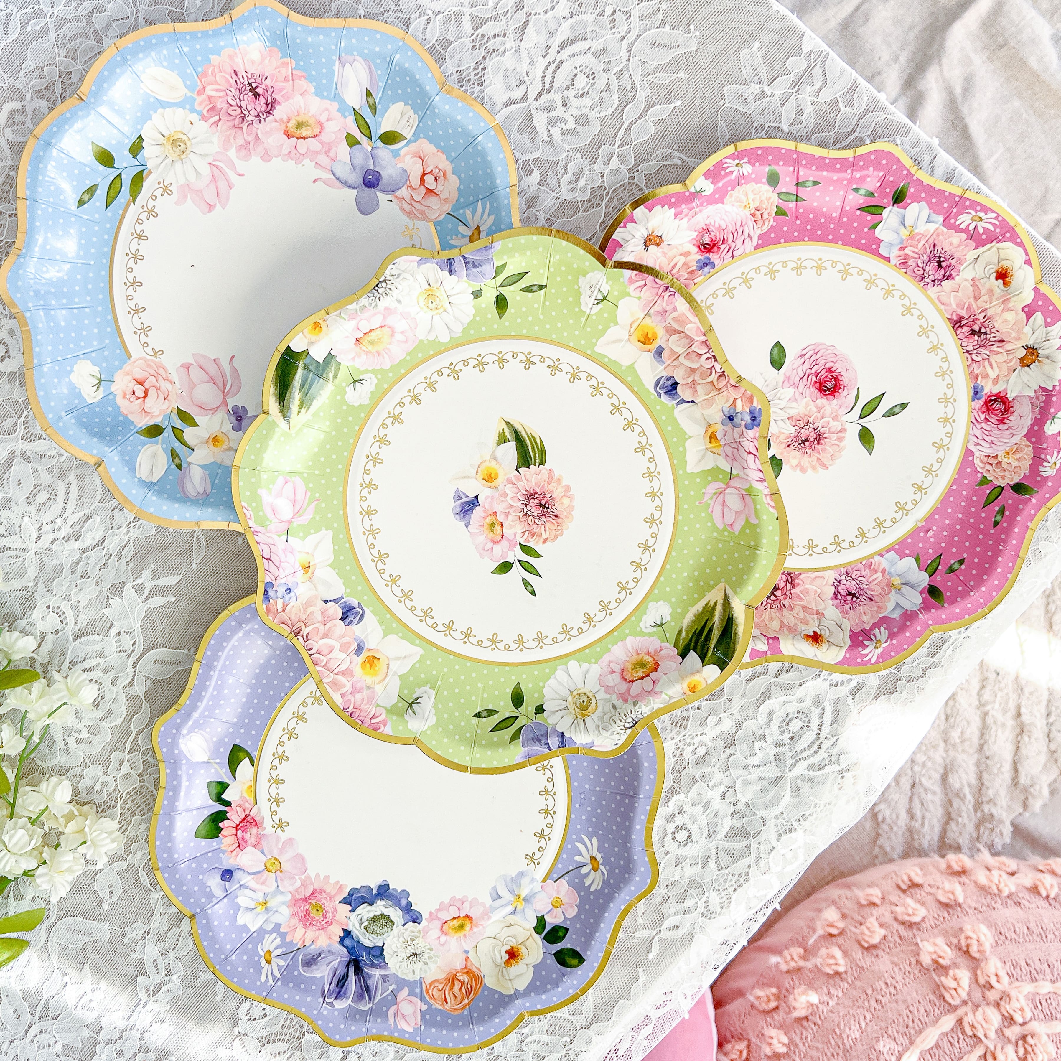 Kate Aspen&#xAE; Tea Time Party 9&#x22; Assorted Premium Paper Plates Set