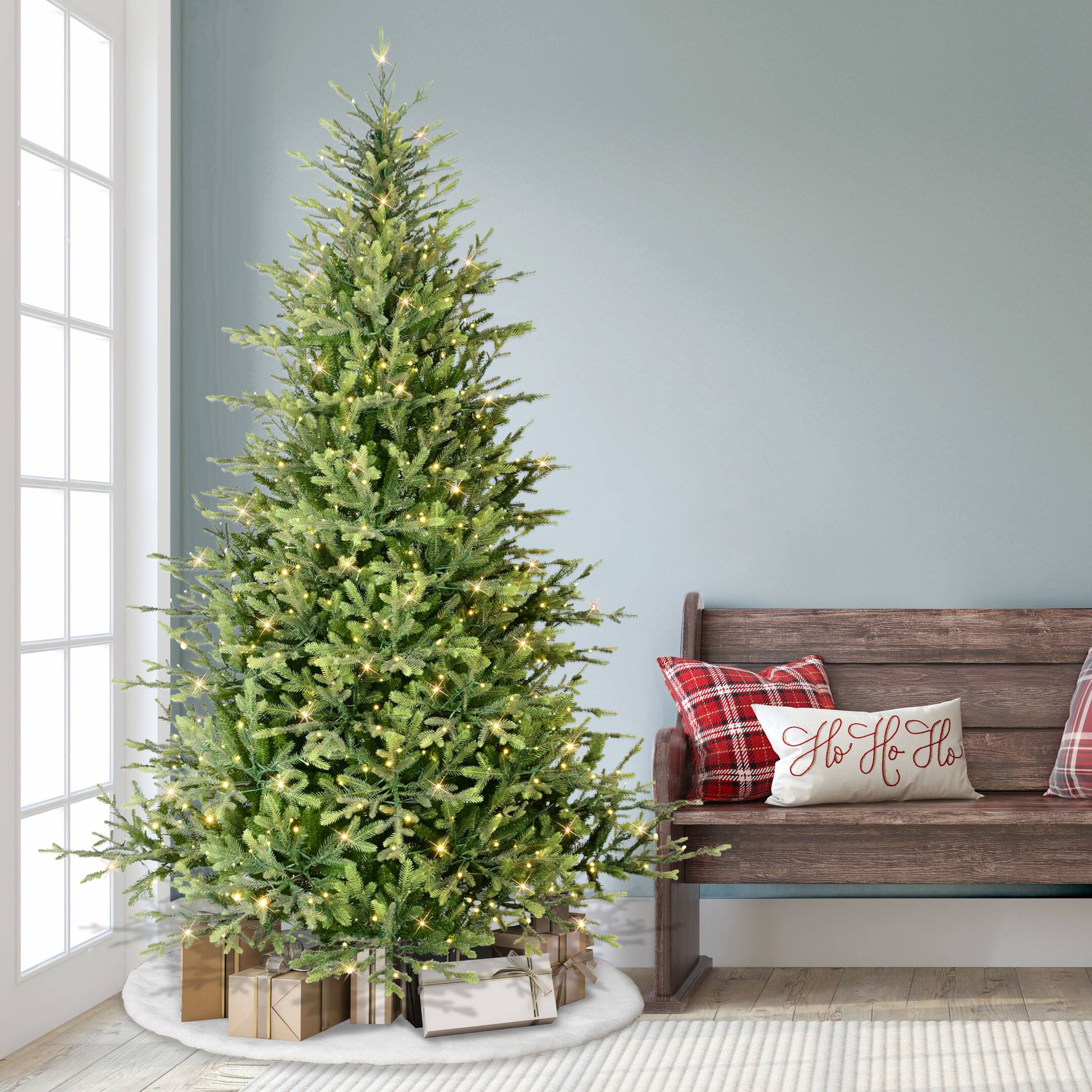 7.5ft. Pre-Lit Miracle Shape&#x2122; Alberta Spruce Artificial Christmas Tree, Dual-Color LED Lights