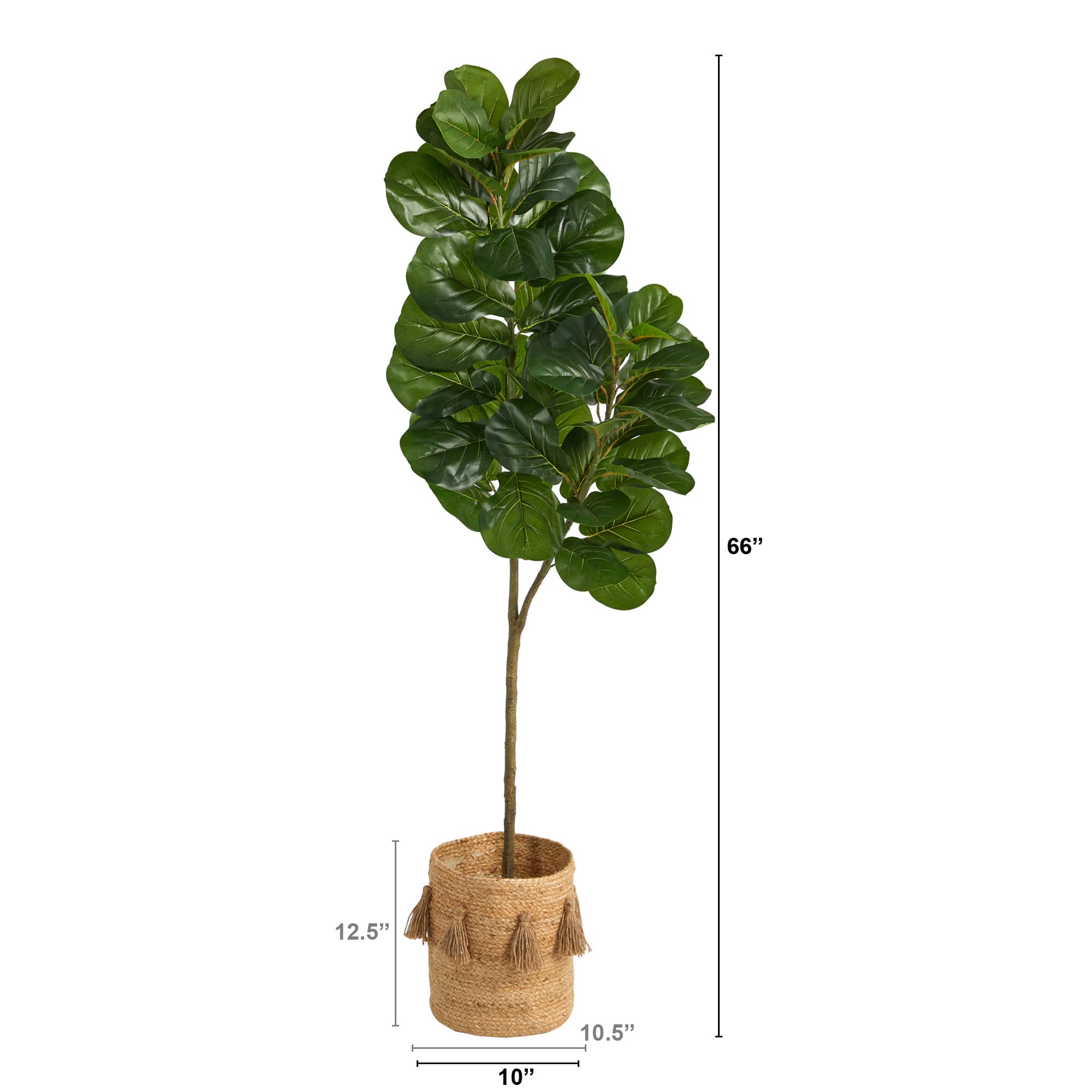 5.5ft. Fiddle Leaf Fig Artificial Tree in Handmade Natural Jute Planter with Tassels