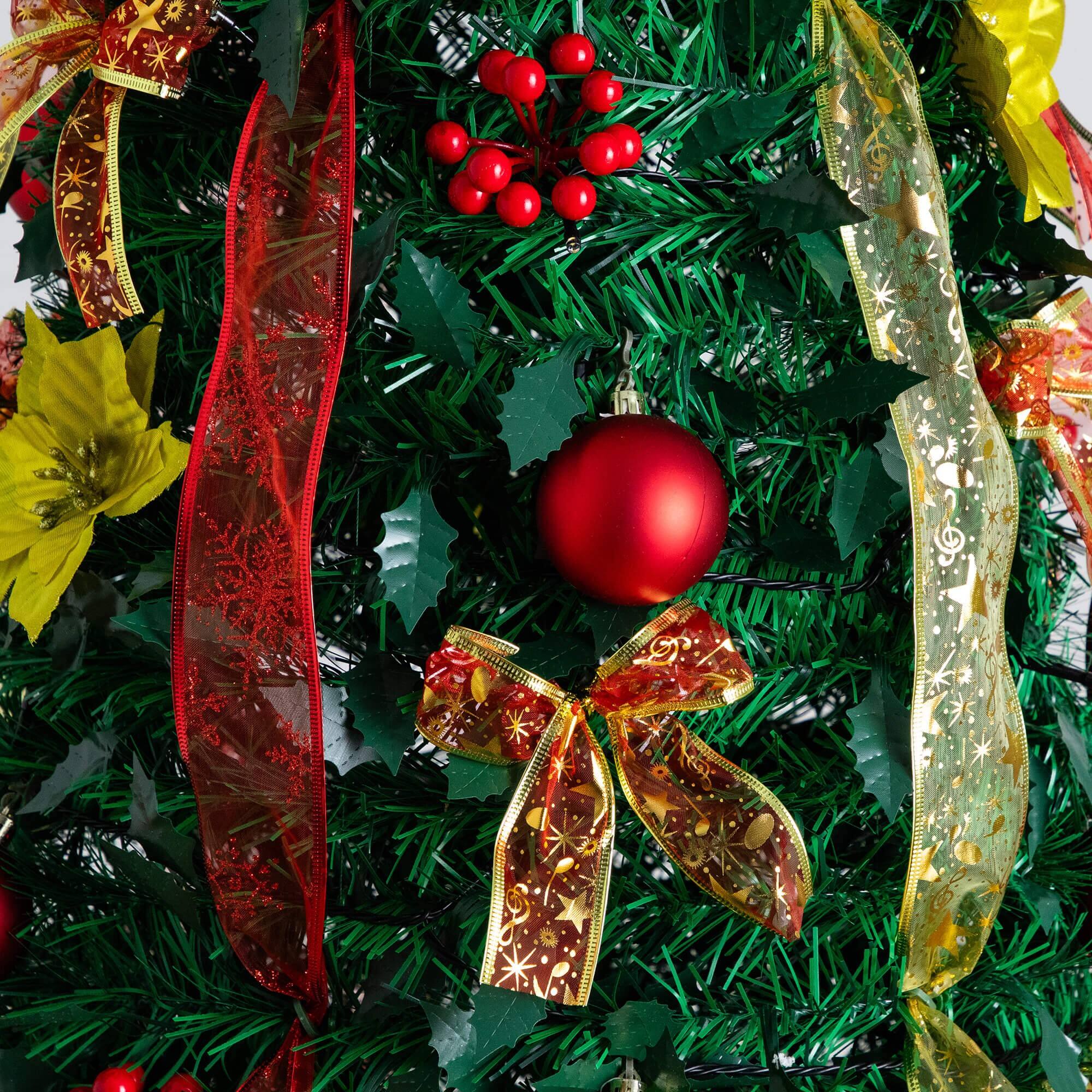 7ft. Pre-Lit Pop-Up Green Artificial Christmas Tree, Warm White LED Lights