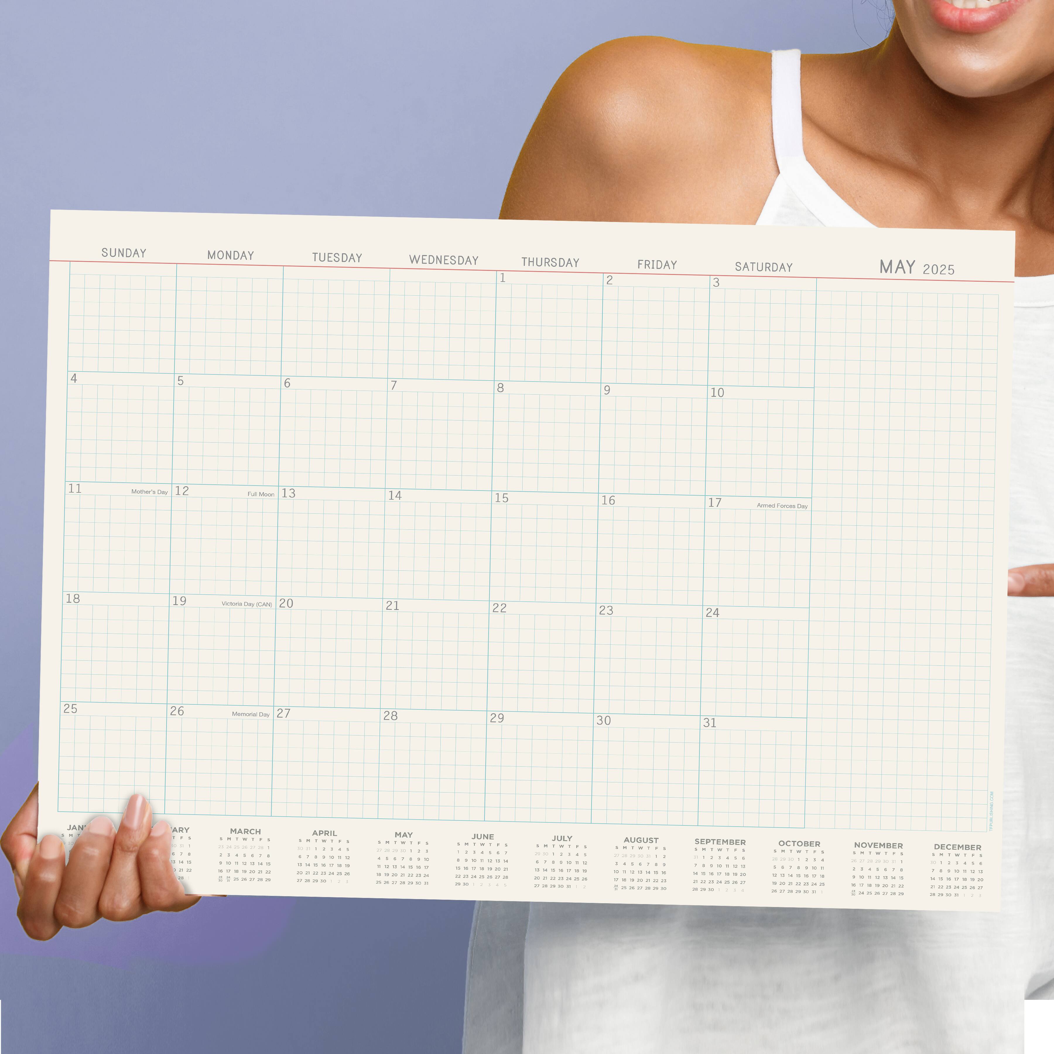 TF Publishing Medium 2025 Vintage Professional Monthly Blotter Desk Pad Calendar