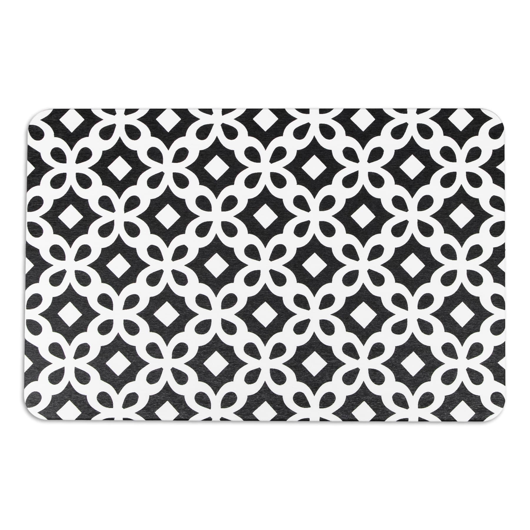 Artsy Mats Black Quatrefoil White Stone Non-Slip Bath Mat