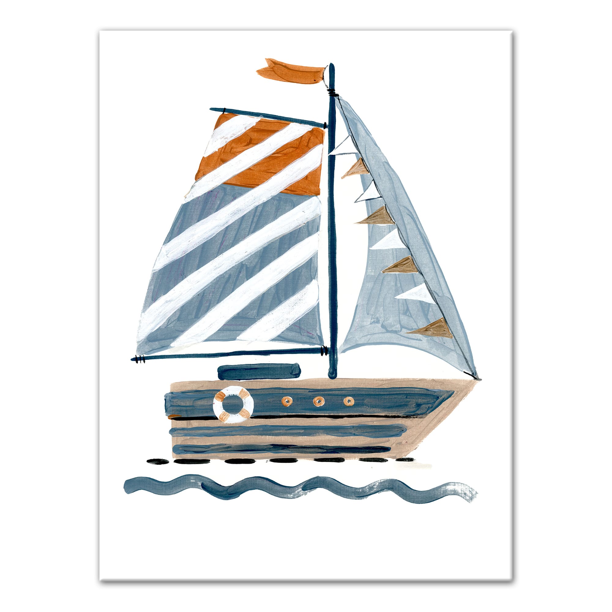 Striped Sailboat 12&#x22; x 16&#x22; Canvas Wall Art