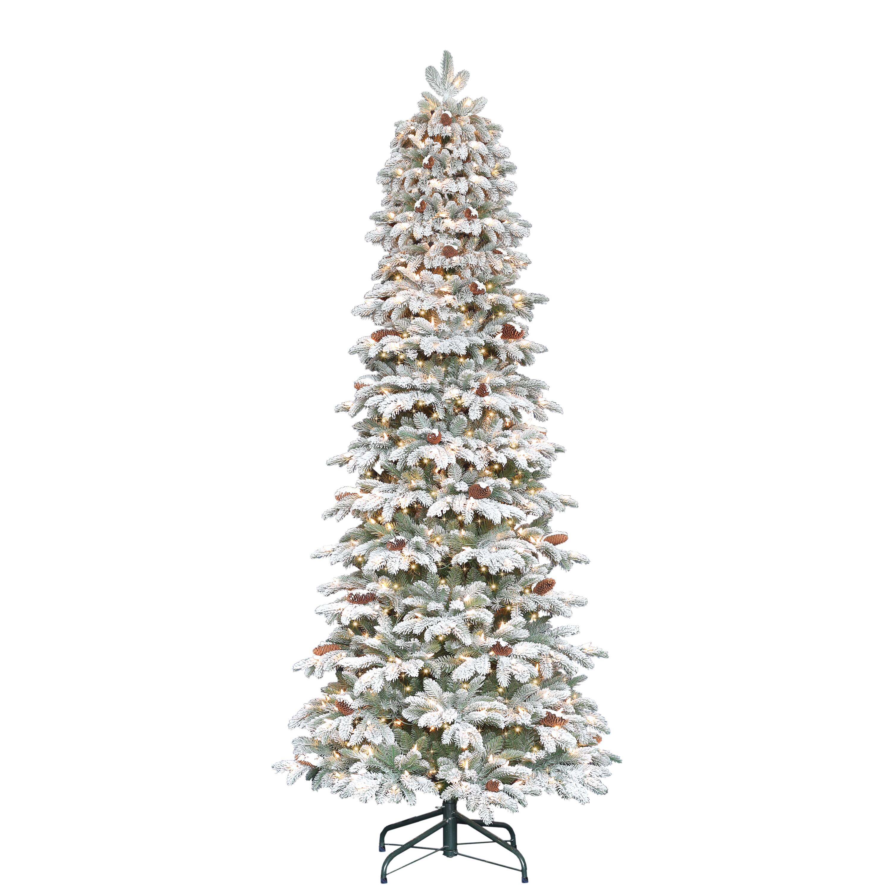 7.5ft. Pre-Lit Flocked Slim Montville Spruce Artificial Christmas Tree, Clear Lights