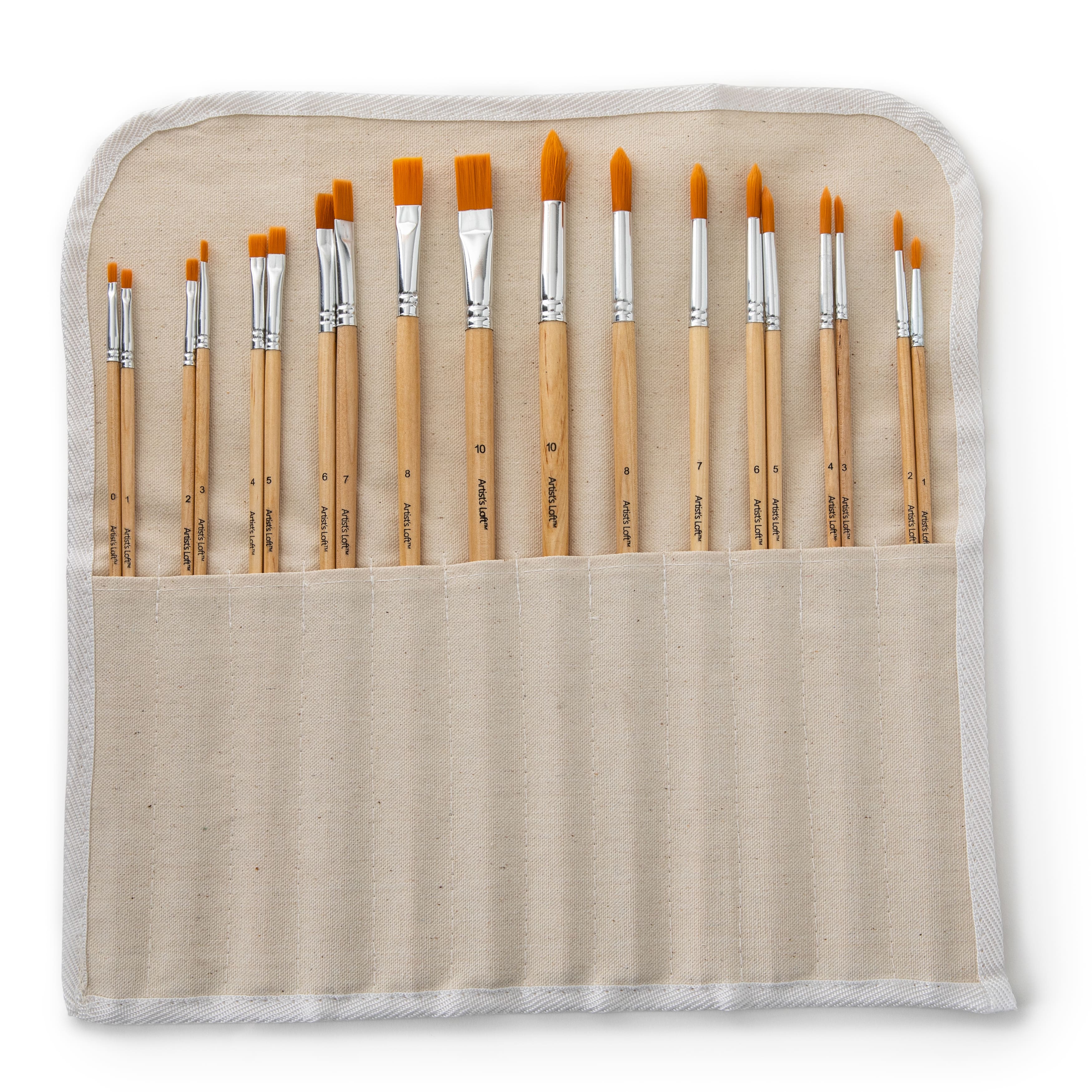 12 Pack: Long Handle Gold Synthetic Paintbrush Set by Artist's Loft® Necessities™