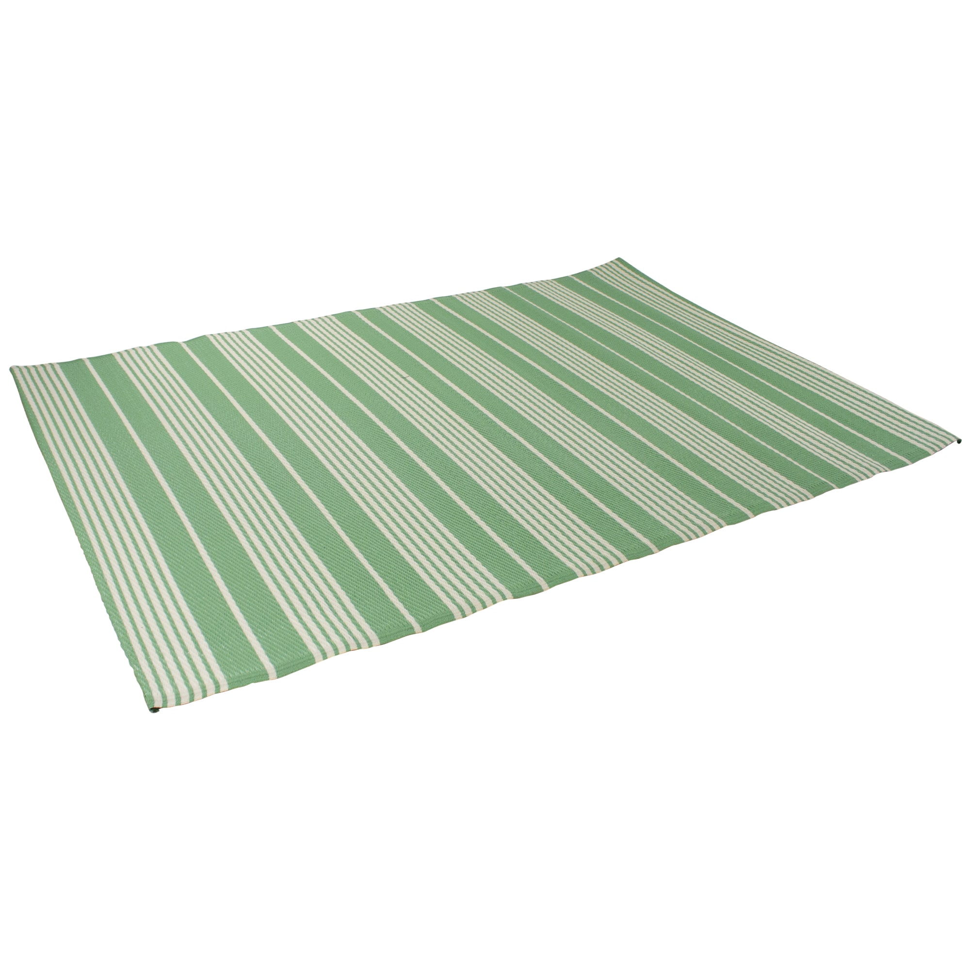 Green & White Striped Outdoor Area Rug, 4ft. x 6ft.